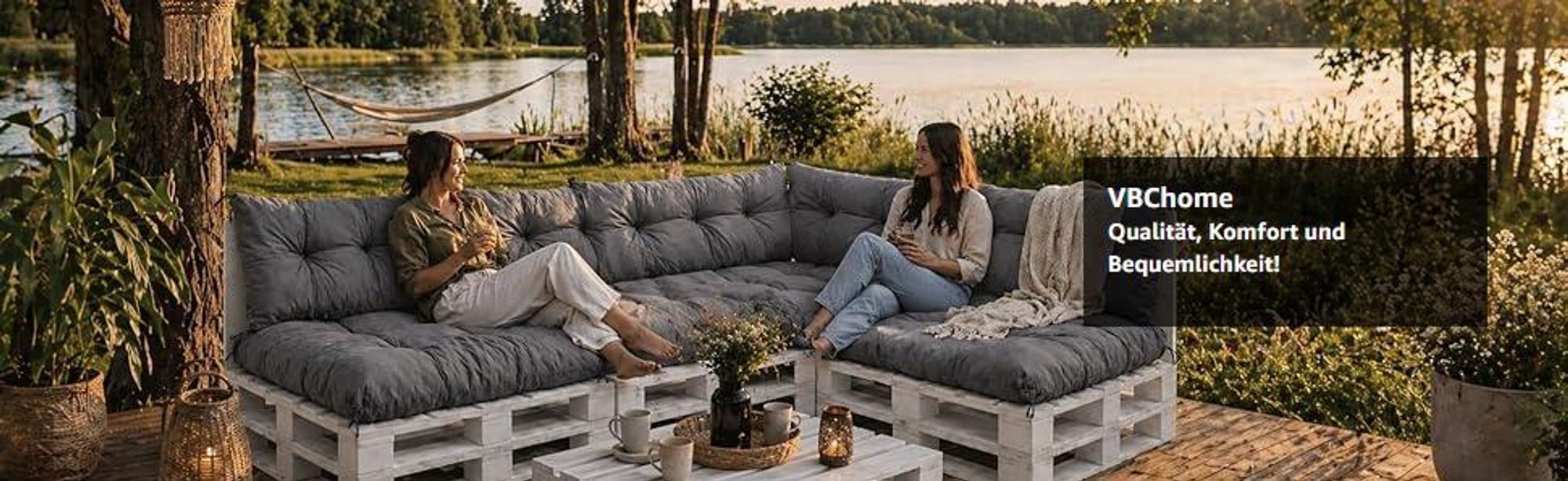 VBChome Palettenkissen 120x80 | 120x40 cm für Europaletten Möbel Palettenauflage Garten Balkon 12 Farben mit Schaumstoffflocken Füllung Orange, 2-TLG