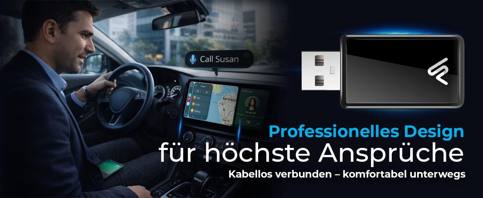 AutoSky Wireless Carplay Adapter & Android Auto - Verwandeln Sie kabelgebundenes