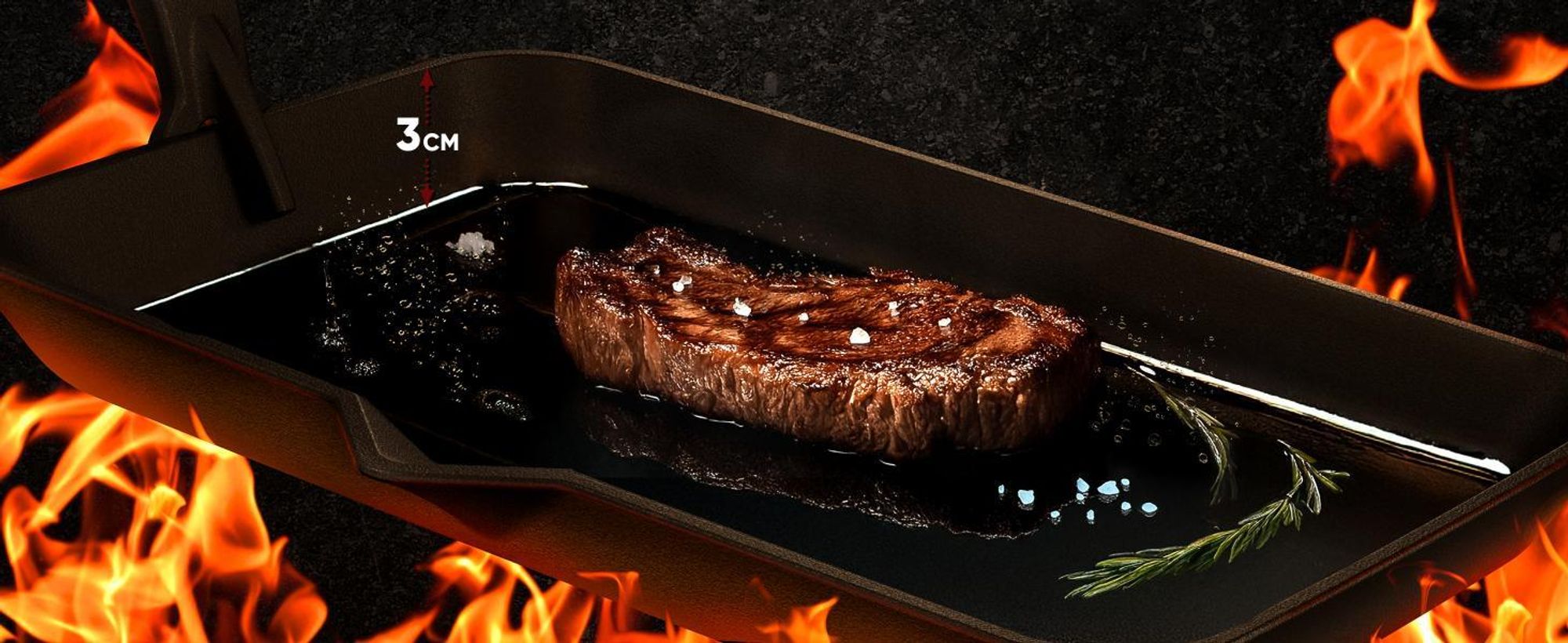 GUSSKÖNIG Fajita-Pfanne aus Gusseisen inkl. Servierbrett aus Akazienholz - Gusseisen Grillpfanne mit abnhembaren Griff - eingebrannter Grillpfanne Gusseisen