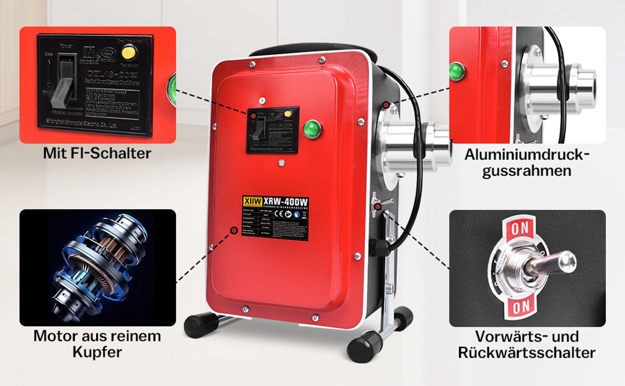 400W 450U/min Elektrische Rohrreinigungsmaschine mit FI-Schalter für Ø30-100mm Rohrleitungen Rohrreiniger Abflussreiniger, Sspirale Ø10mm Ø16mm