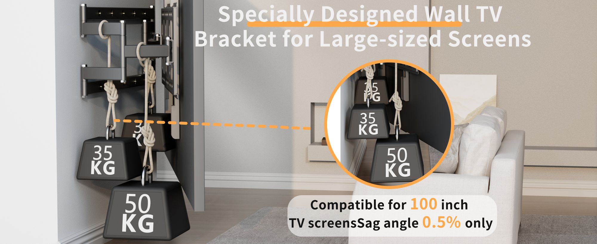 WISFOR Extra Stabil TV Wandhalterung Schwenkbar Ausziehbar für 55" - 100" Zoll Fernseher bis zu 120kg, Max VESA 800 x 600mm, vormontierte TV Halterung