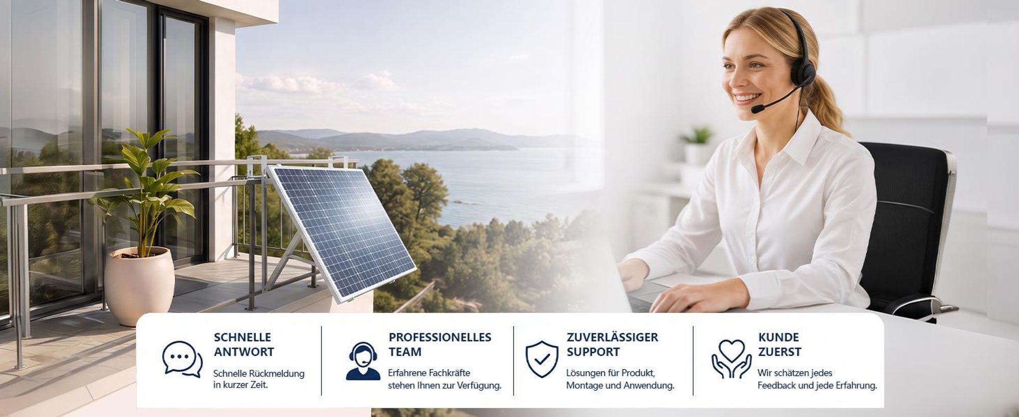 2X Balkonkraftwerk Halterung mit Haken für Geländer Balkon PV Modul Aufständerung verstellbar Winkel 10°-40° Grad (für 1 Modul - Balkon/Geländer)