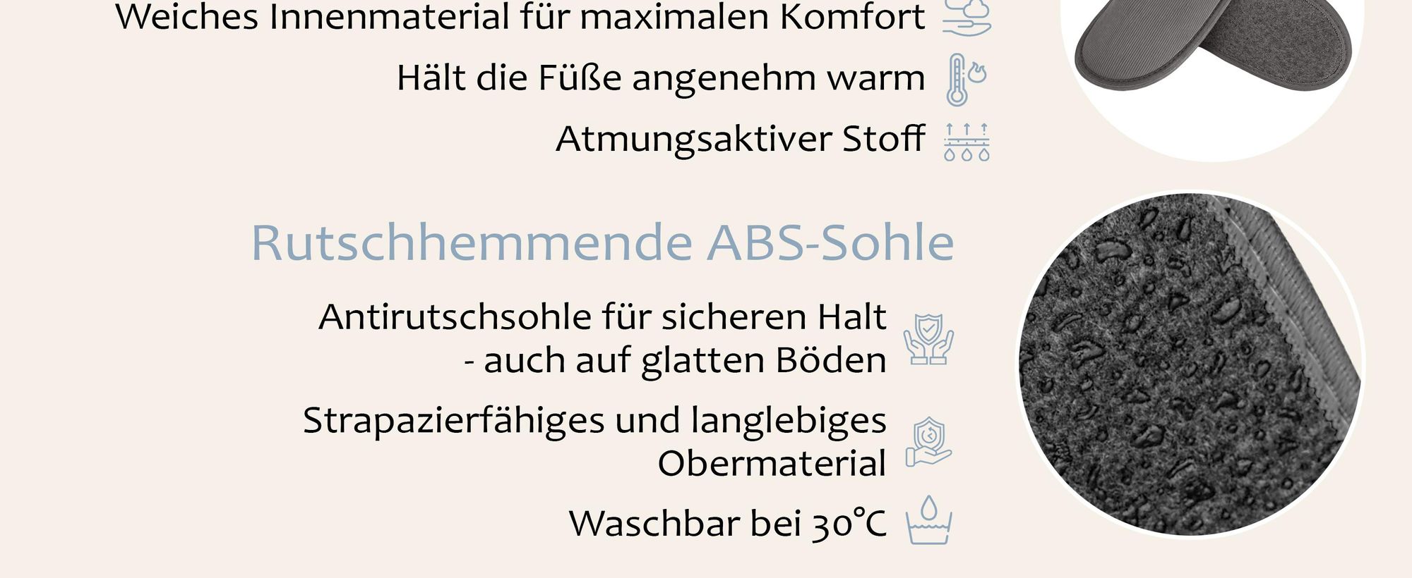 ONVAYA® Premium Gästehausschuhe Set Kompass | Waschbare Gästepantoffeln Rutschfest & Komfortabel | 5 Paar stilvolle Hausschuhe für Gäste Guest Slipper