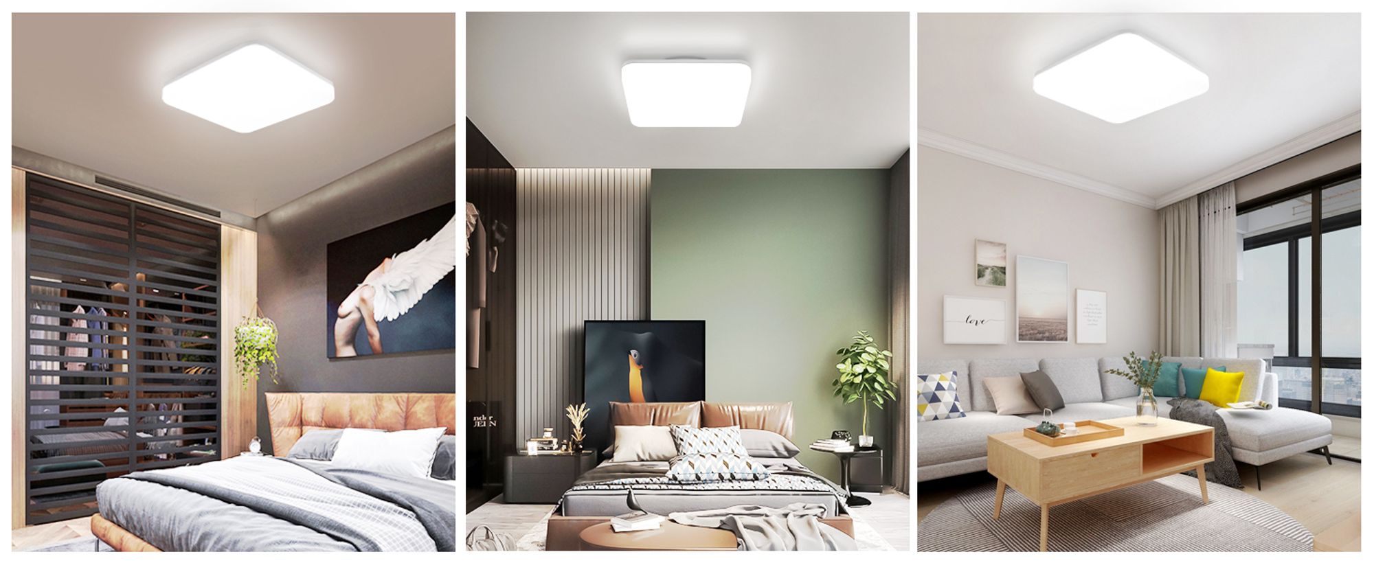 ZMH Deckenlampe LED Deckenleuchte Flach 22CM Badezimmerlampe Eckig Badezimmer Deckenbeleuchtung IP54 Küchenlampe 18W Decke Weiß Flurlampe 5000K