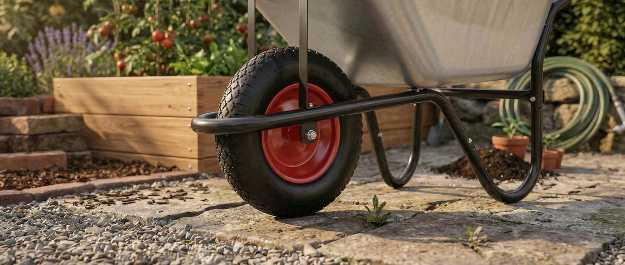 tectake Schubkarre 100L verzinkte Stahlwanne 250kg Tragkraft robuste Konstruktion mit Muldenstützbügel Gartenkarre Bauschubkarre