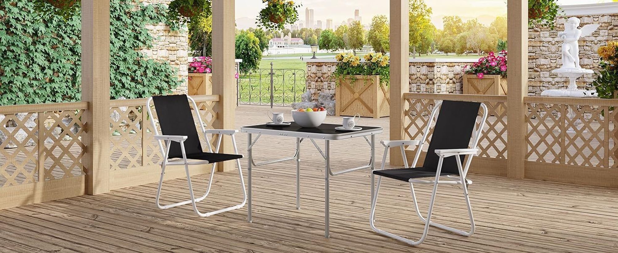 WOLTU Campingstuhl klappbar, Klappstuhl Leichter für Outdoor, Angelstuhl mit Armlehnen, Strandstuhl Klapphocker für Camping Strand Garten Terrasse, Schwarz