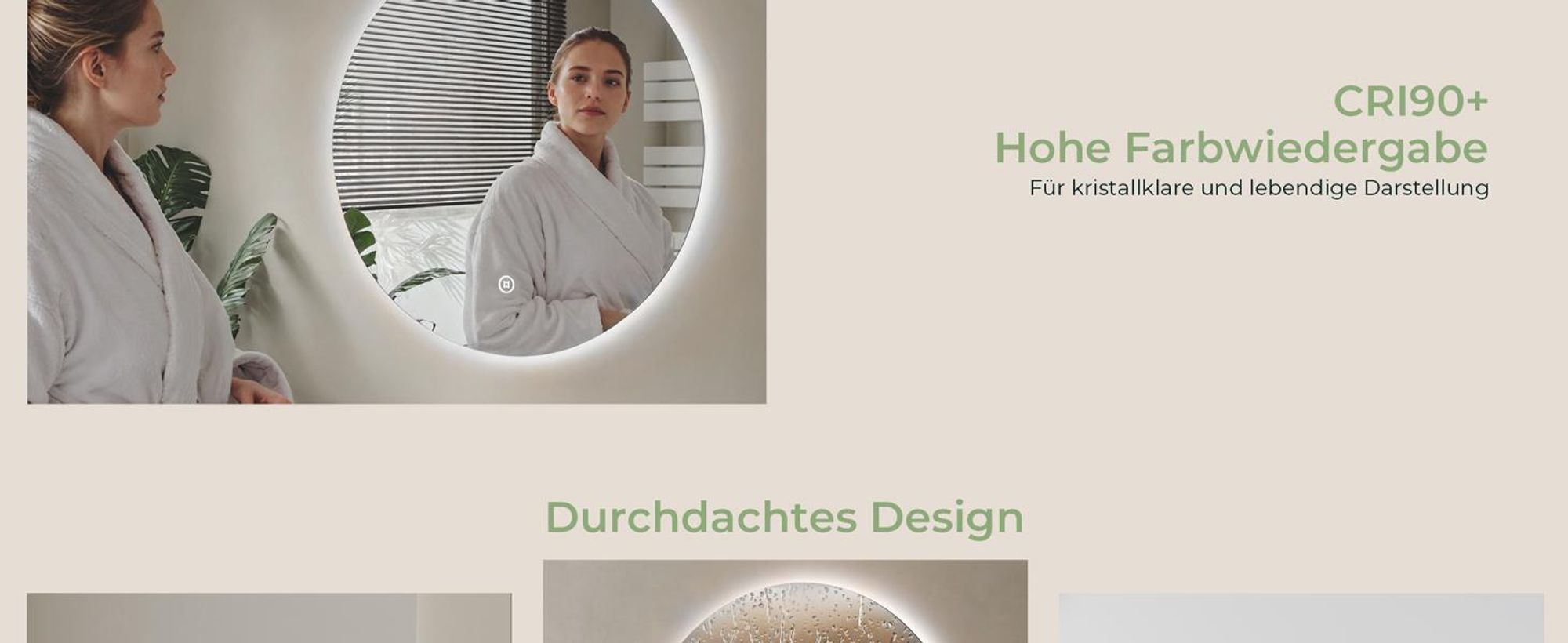 S'AFIELINA LED Badspiegel Rund Badezimmerspiegel Wandspiegel mit Touch-Schalter,Kaltweiß 6500K 50 cm
