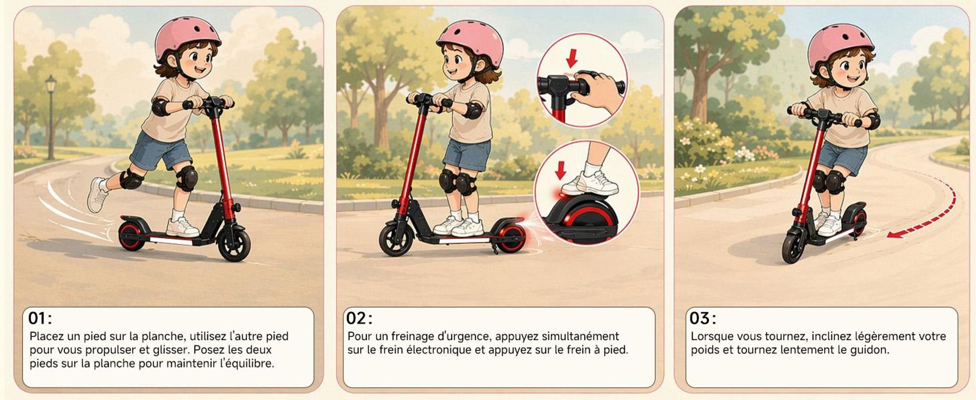 Trottinette électrique enfant 150W, E-Scooter enfant 16 km/h avec écran LED, lumières RGB, phare avant, double frein, pliable, pneus pleins 6,3 pouces