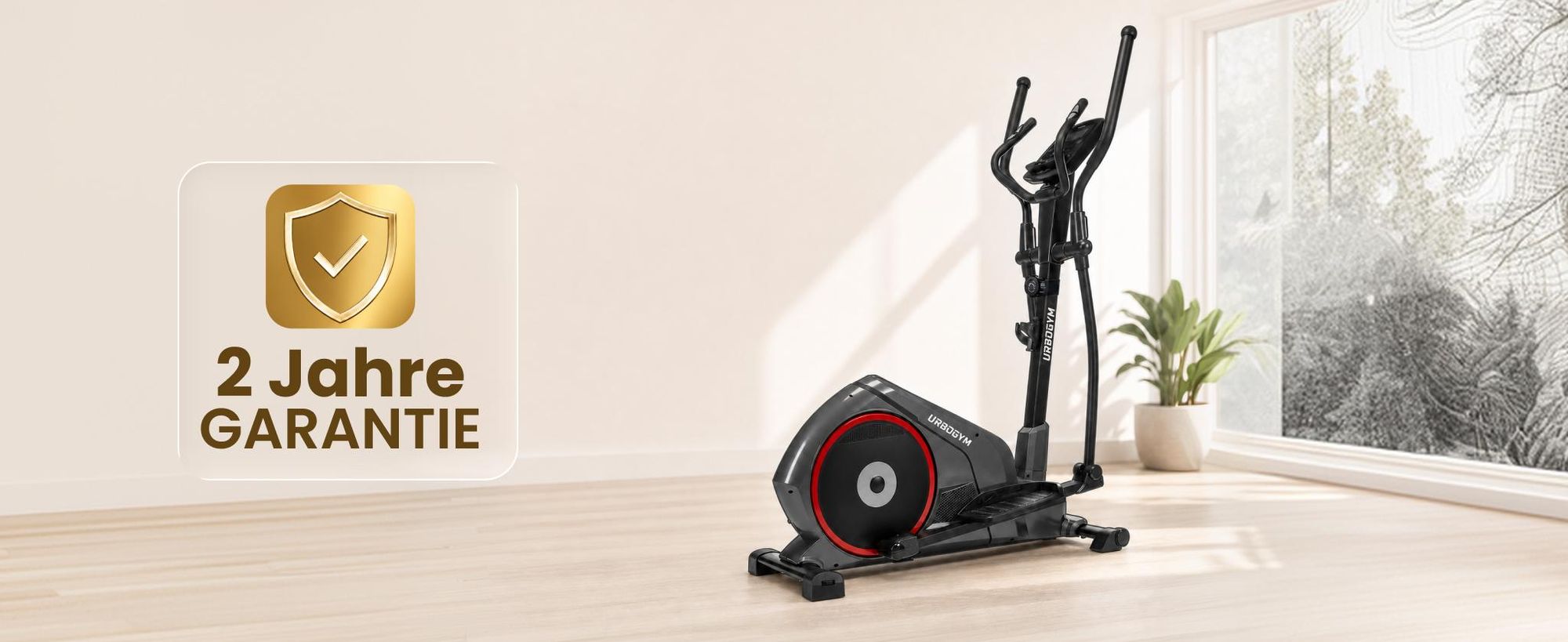 URBOGYM THOR Crosstrainer – 7-kg-Schwungrad, 8 Widerstandsstufen, bis 150 kg