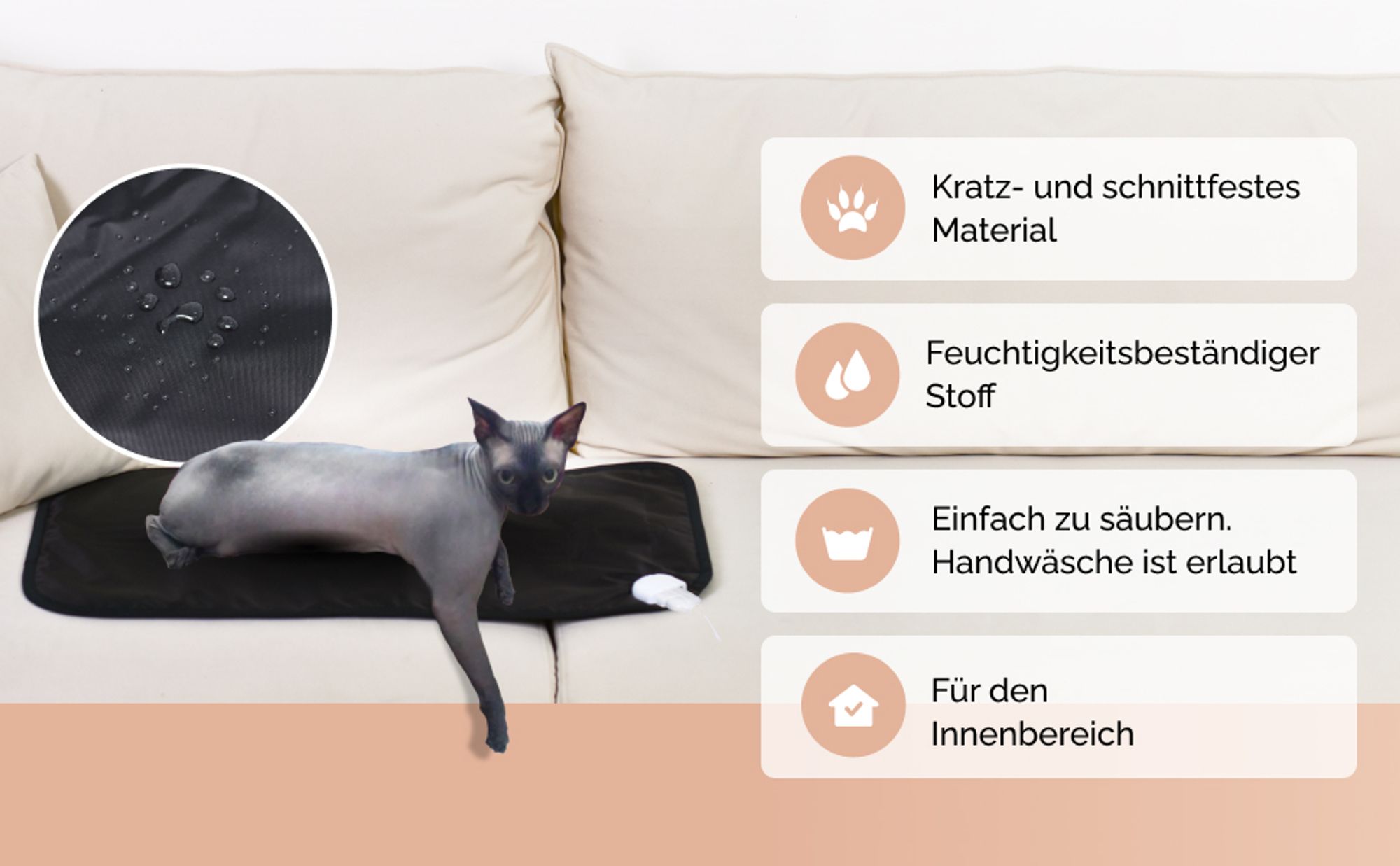 Heizkissen für Hunde, Katzen, Haustiere, 50 x 80 cm, ECOSAPIENS MIMI HOT, Schwarz