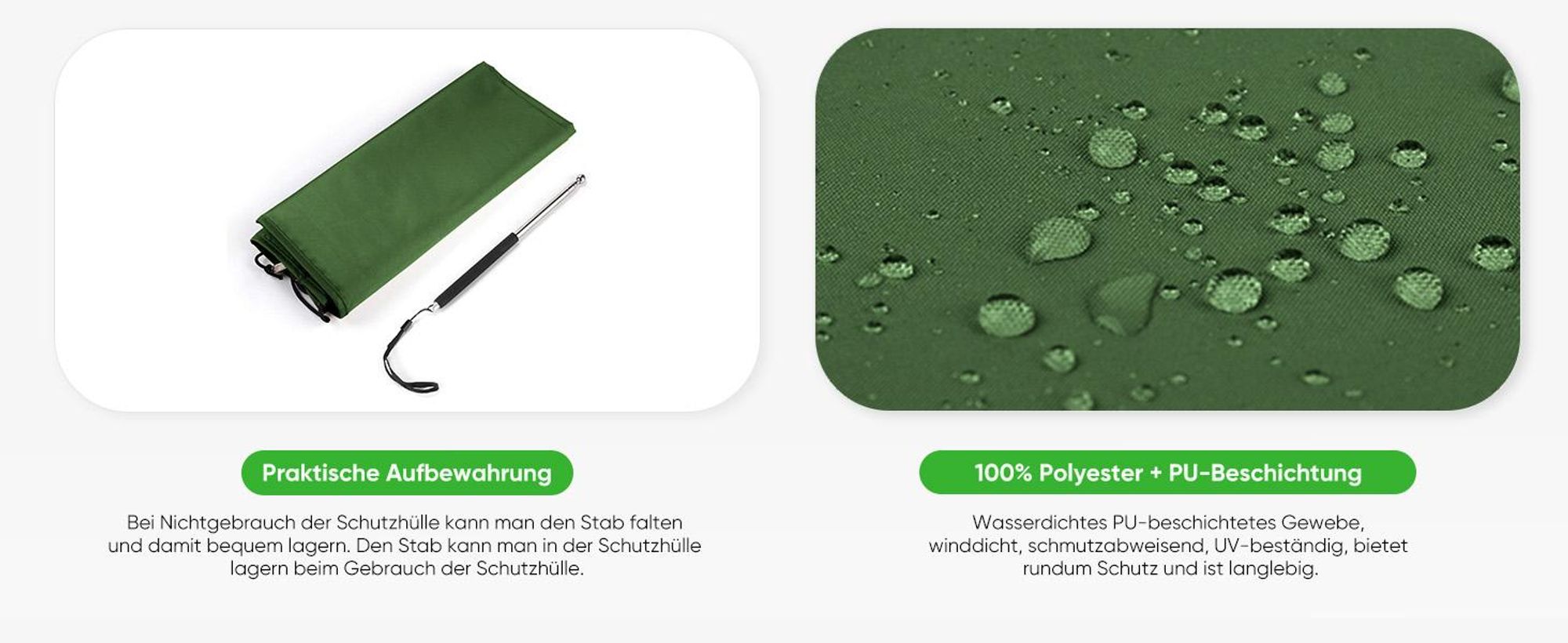 Sekey Schutzhülle Sonnenschirm Reissverschluss,für Sonnenschirmhülle 3m durchmesser, Schirmhülle Marktschirm, aus 100% Polyester, Mintgrün