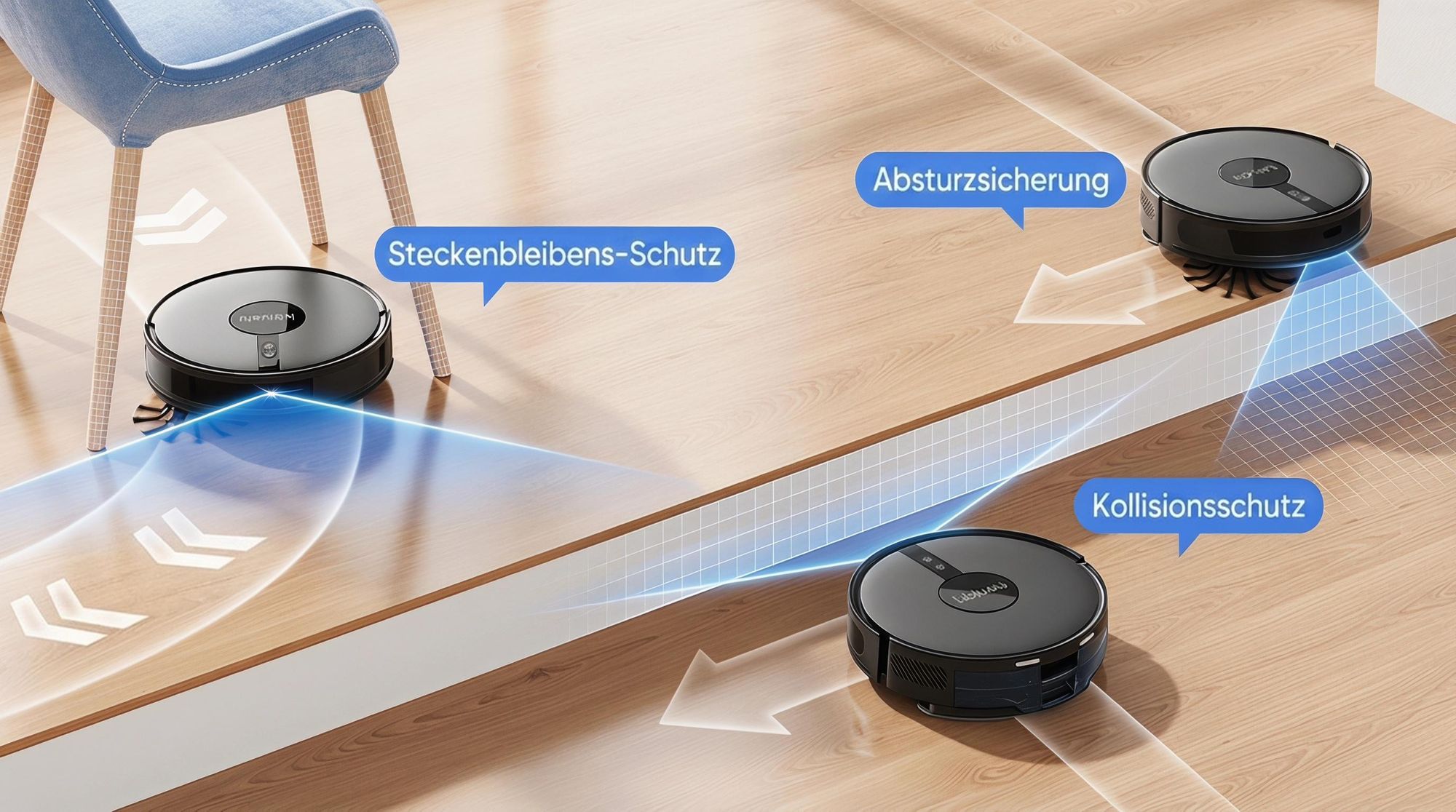 Lubluelu B40 Plus Staubsauger Roboter, 17000Pa Saugkraft, 20S Selbstentleerung, 3-in-1 Saugen & Wischen, Automatische Aufladung, Ideal für Tierhaare