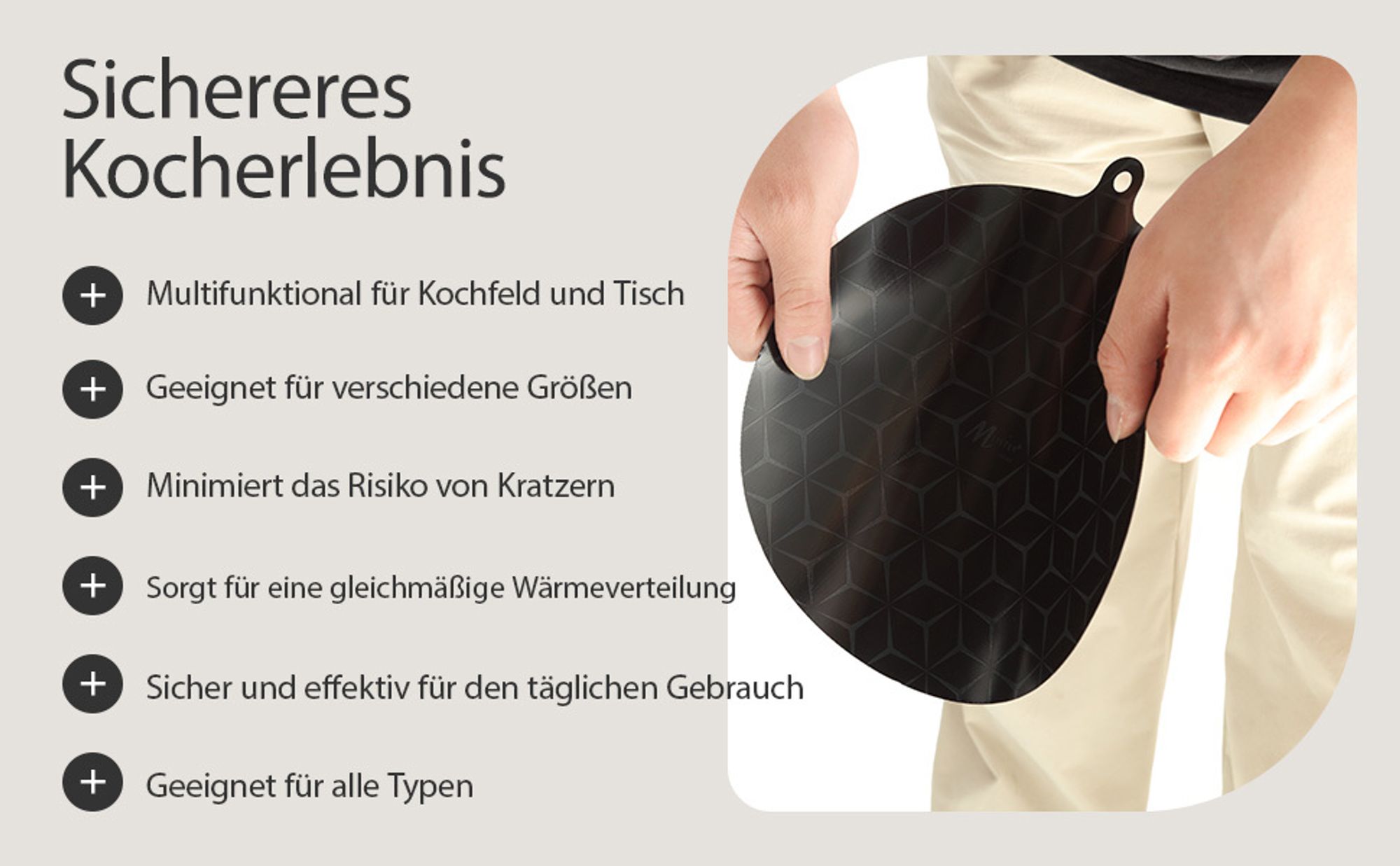 Meisterhome® Induktionsschutzmatte – Herdabdeckplatte - Herdabdeckung Induktionsfeld - Hitzeschutzmatte - Induktionsmatte für alle Größen - Silikon Matte - Induktion Schutzmatte, Model:Set 3
