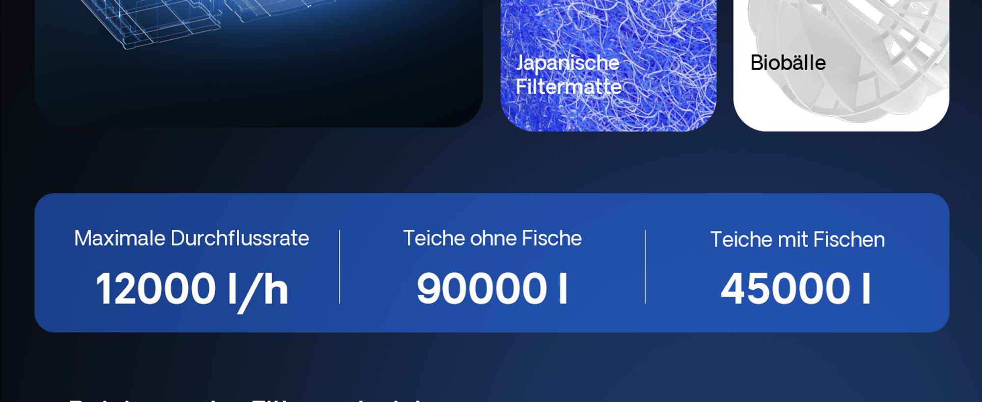 SunSun  CBF-350C Teichfilter bis 90000L Teichvolumen max. 10000L/h 3-Kammer Durchlauffilter Modulteichfilter Teich Filter Biofilter