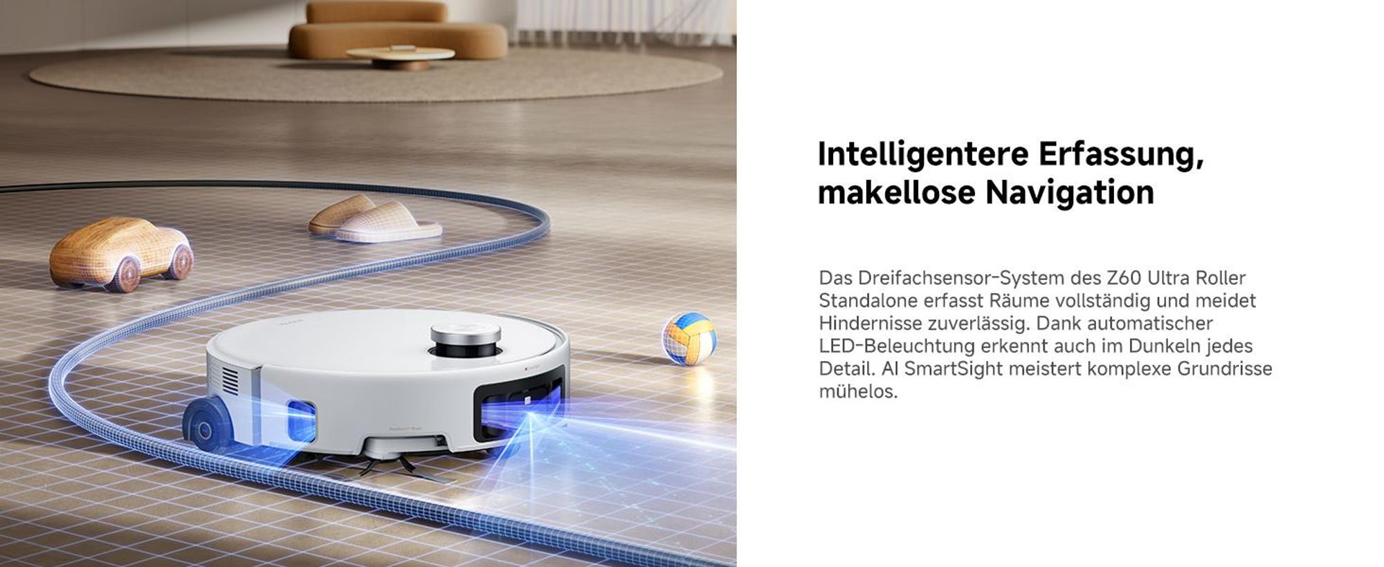 MOVA Z60 Ultra Roller Standalone – Saugroboter mit automatischer Entleerung, Selbstreinigendem Wischmopp, Präzise Navigation, Vollflächige Reinigung