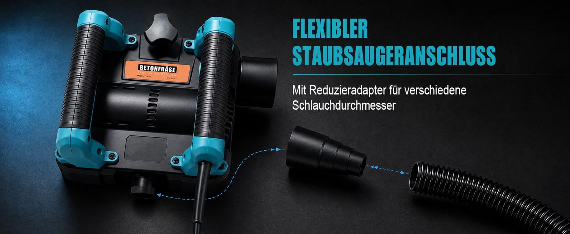 Akku-Wandfräse 1600W, Bürstenlos, für Makita Akku 18V, 0–4 mm, 6-stufig, 120mm Planfräsbreite + 30mm Seitenfräser Betonfräse Putzfräse Sanierungsfräse