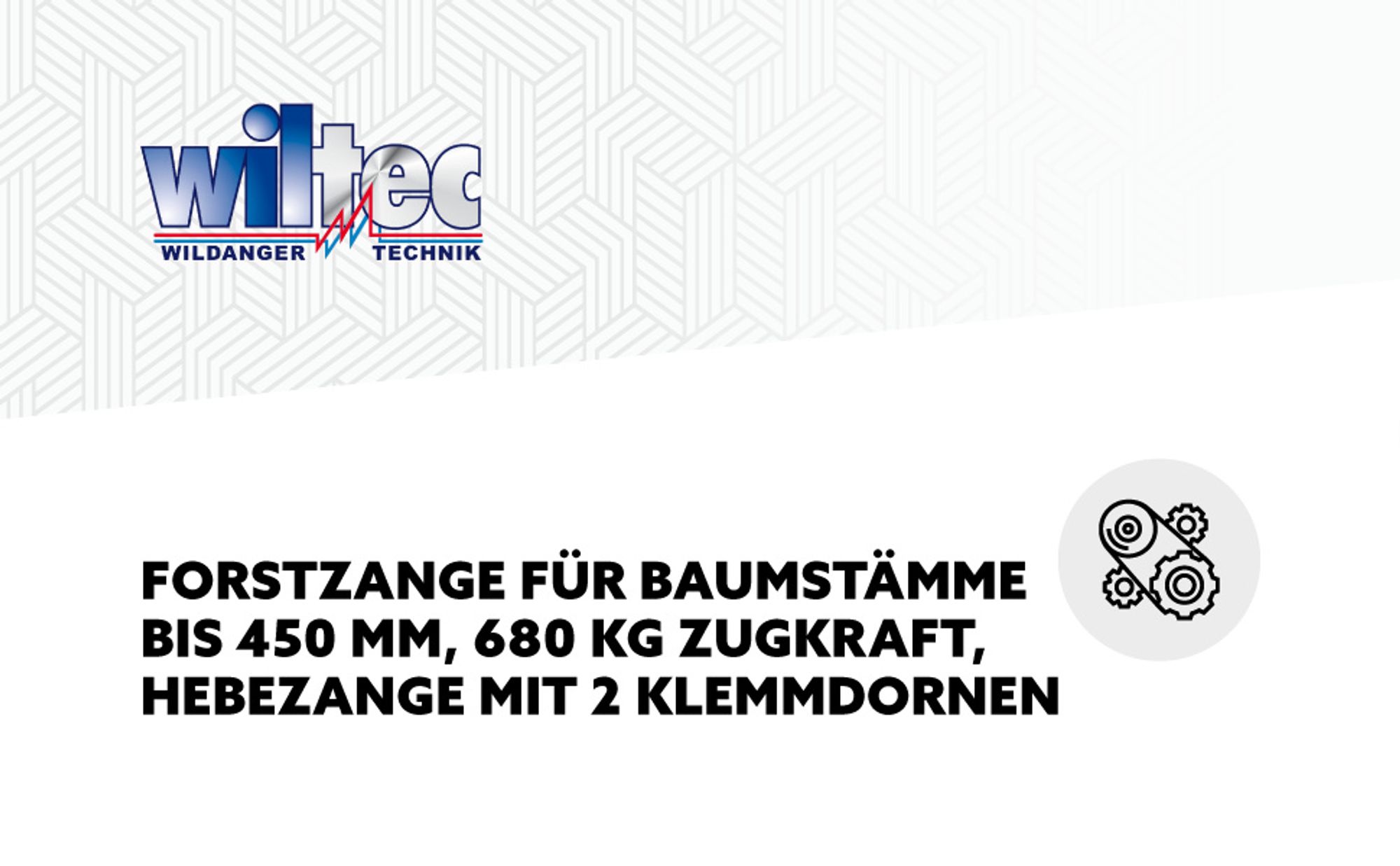 Wiltec Forstzange für Baumstämme bis 450 mm, 680 kg Zugkraft, Holzzange Hebezange Packzange mit 2 Klemmdornen