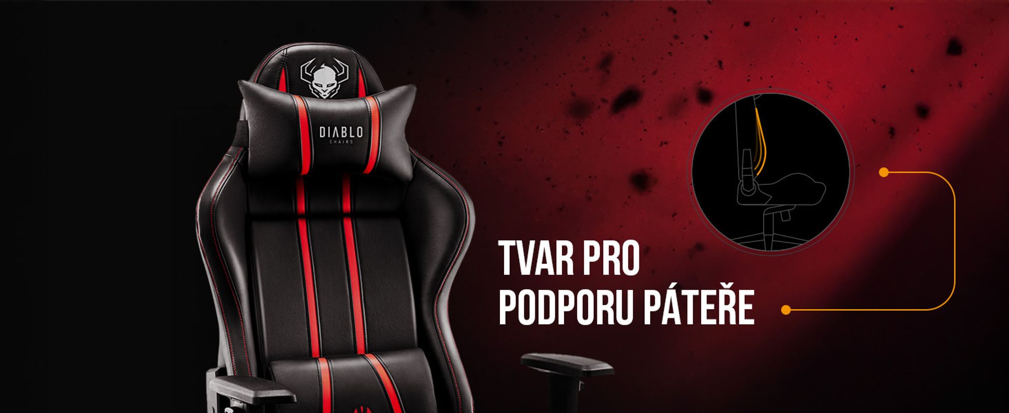 Herní židle Diablo X-One 2.0 Kancelářská židle Nastavitelné područky Ergonomický design Krční/bederní polštář, Barva: Černá-Červená, Velikost: King