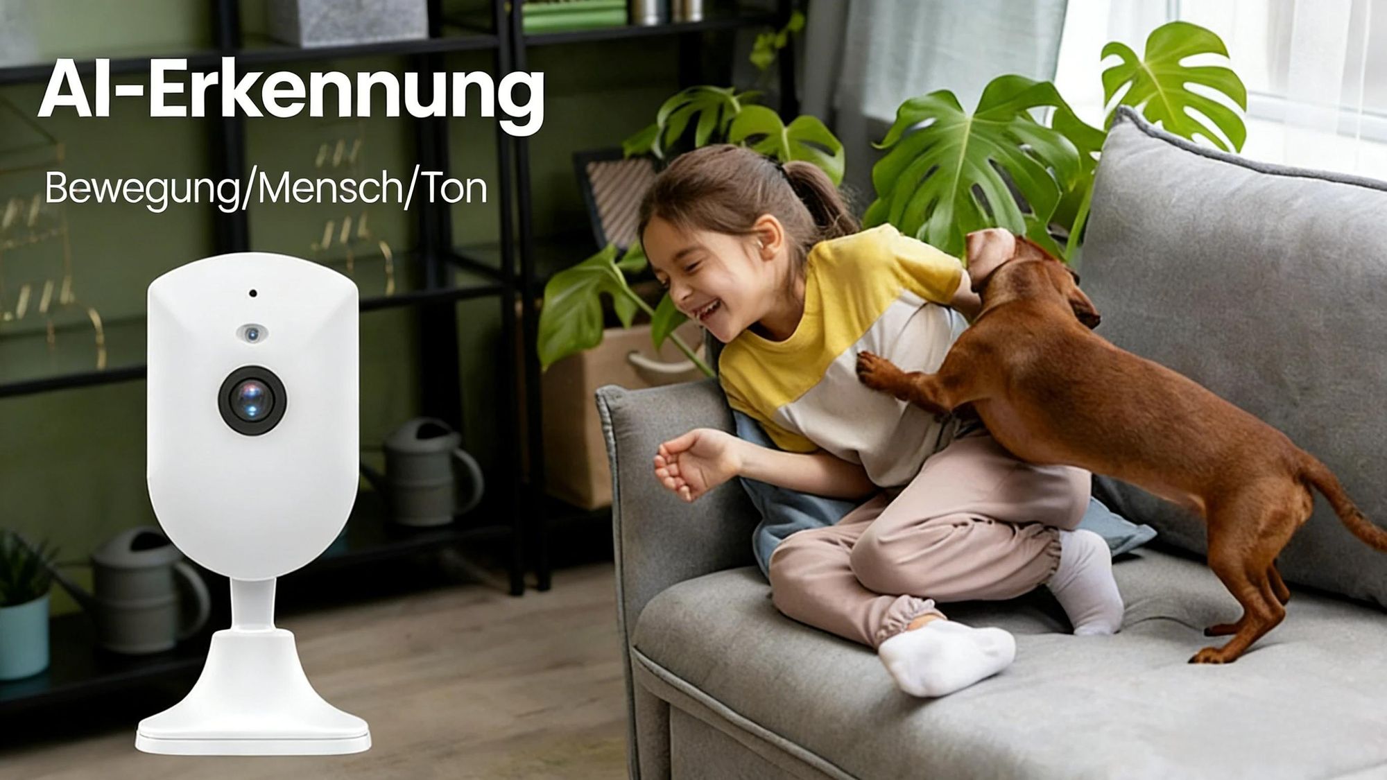 4MP überwachungskamera Innen mit Nachtsicht WLAN Indoor Kamera Hundekamera Zwei-Wege-Audio,2.4Ghz WiFi PIR Bewegungserkennung für Baby&Haustiere