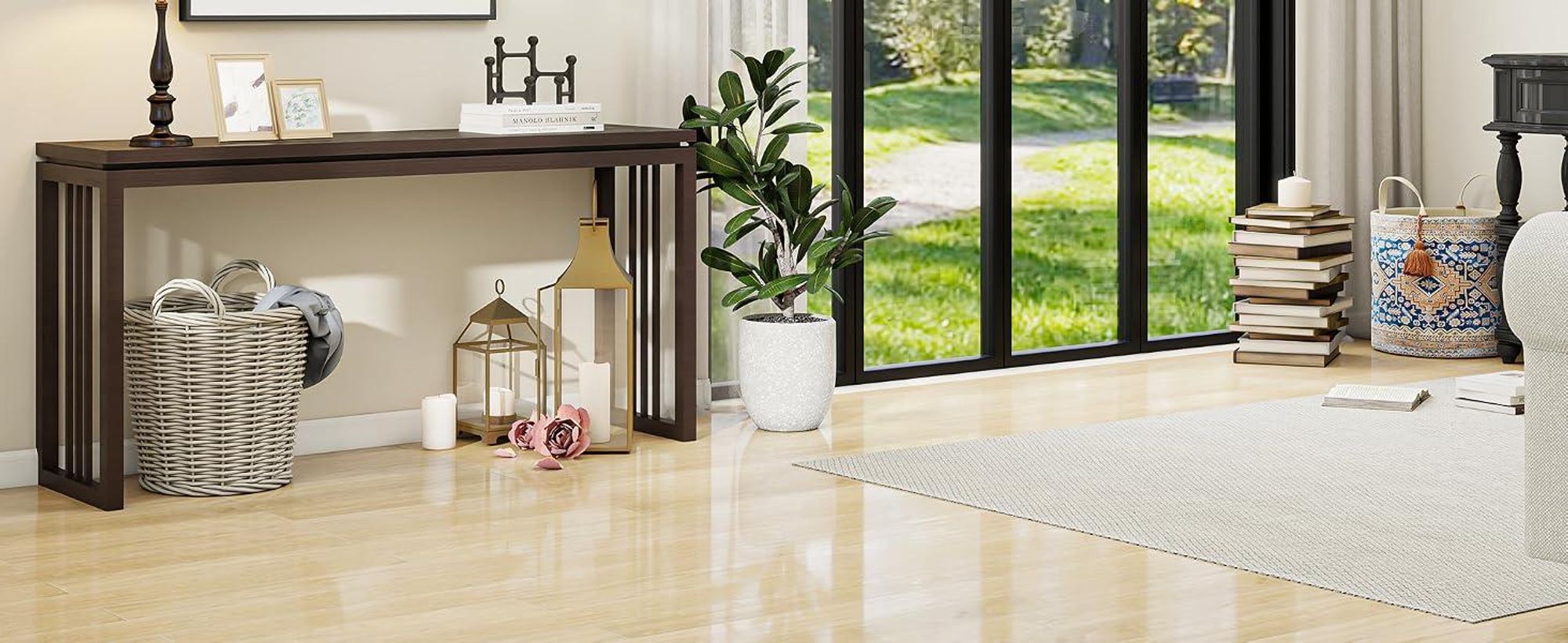 Koonmi Wandspiegel 51×76cm mit Aluminiumrahmen,dekorativer HD Wandspiegel Schminkspiegel für Badzimmer, unbrechbarer Spiegel Schwarz