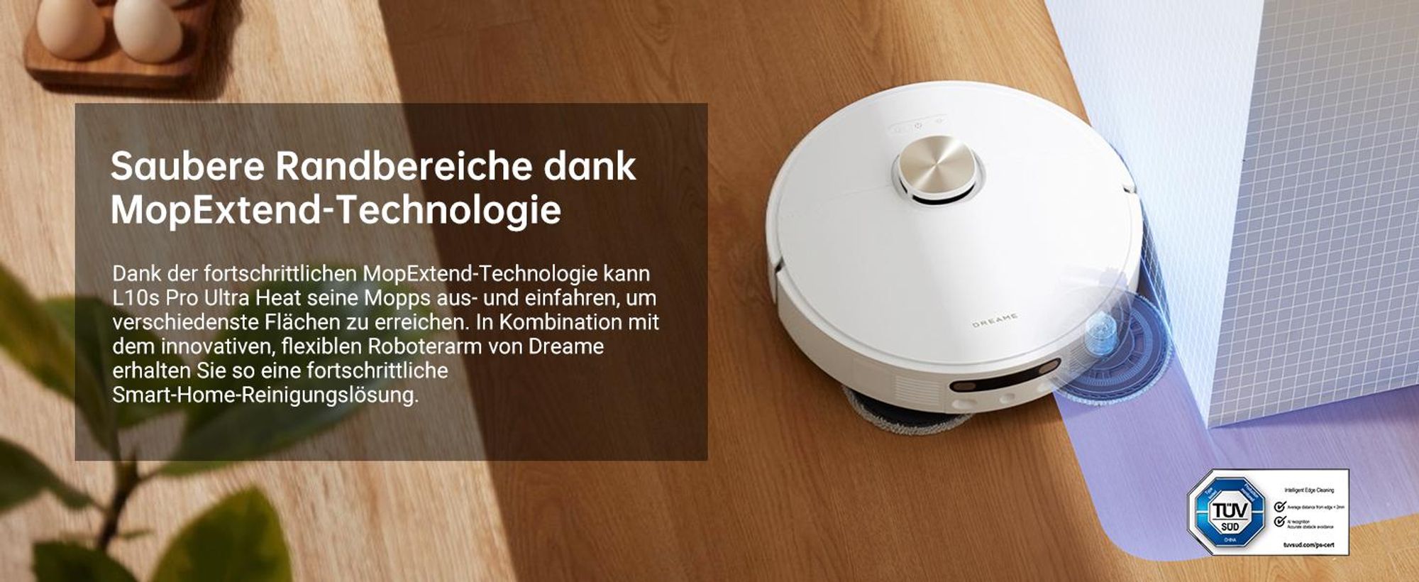 Dreame L10s Pro Ultra Heat Roboter Saugroboter mit Wischfunktion,Automatische Moppreinigung,heißem Wasser,7000Pa,Doppelte Mopp- und Bodenreinigung