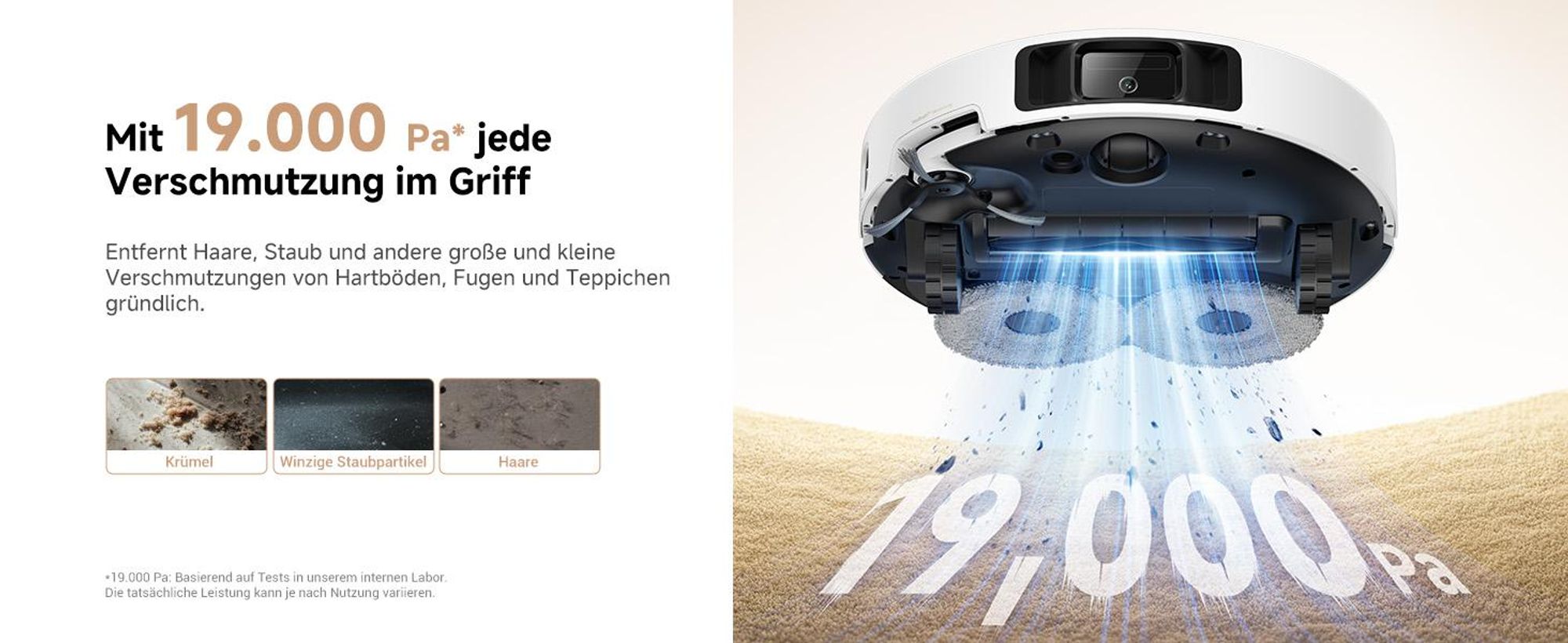 MOVA P50 Ultra Saugroboter 19.000 Pa, flexibler Wischmopp, automatische Reinigung 75 °C + Reinigungsflüssigkeit inklusive