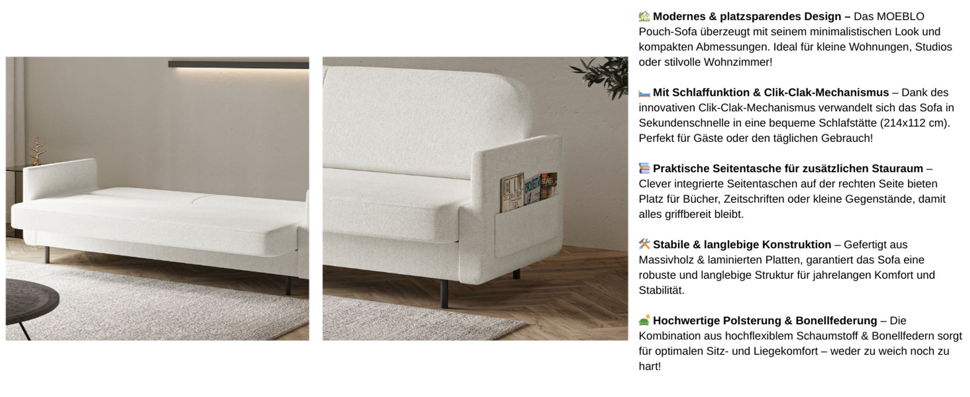 Sofa mit Schlaffunktion und Bettkasten, Polstersofa, Sofagarnitur Wohnlandschaft mit Bettfunktion, Couch für Wohnzimmer - Schlafsofa - POUCH - Grün - Aragon 39