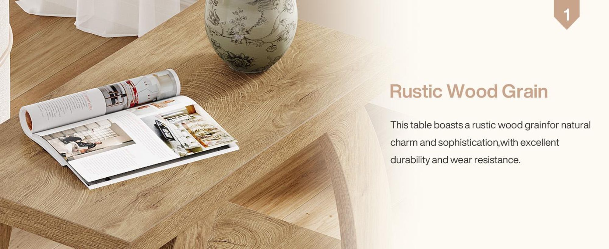 Tribesigns Beistelltisch, schmaler 3-stöckiger Beistelltisch mit Stauraum, Landhaus-Nachttisch Holz mit geometrischem Gestell, 60 cm, Eiche natur