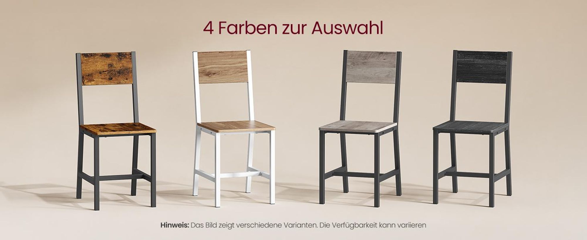 VASAGLE 2er Set Esszimmerstühle, Küchenstühle, Esszimmerstuhl für Esszimmer, Metallrahmen, Wohnzimmer, Küche, greige meliert-mattgrau LDCDE092G01