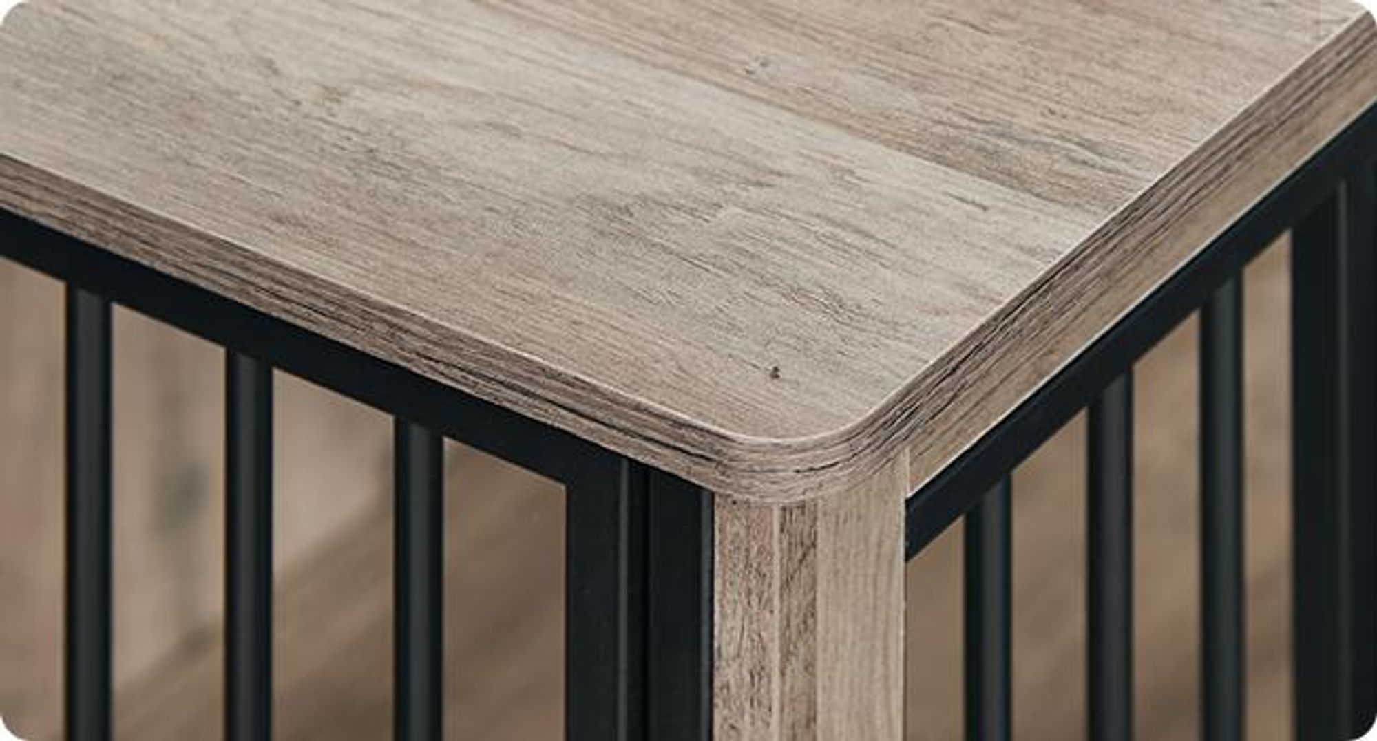 Feandrea Hundekäfig Möbel, Hundebox, moderne Hundehütte indoor für Hunde bis zu 32 kg, hochbelastbar, geschlossener Boden, 2 Türen, greige