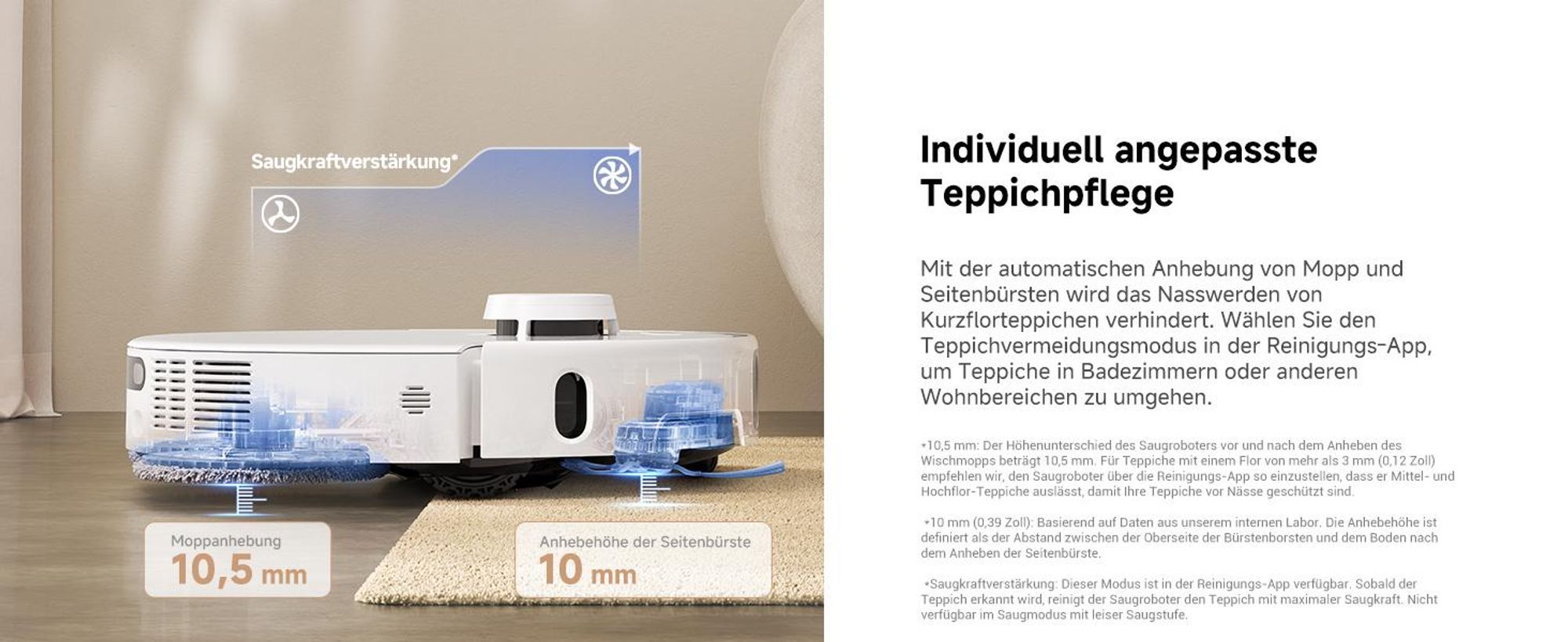 MOVA P50 Pro Ultra Saugroboter 19.000 Pa, Mopp 75 °C, LDS, AI+LED Hindernisvermeidung + Reinigungsflüssigkeit