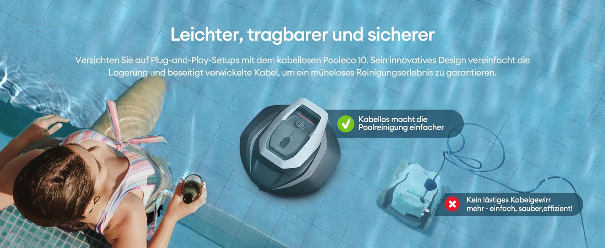 Bazénový robot Ultenic Pooleco, 5200 mAh, 90 minút, 3 bezkefové motory, automatické čistenie, 2,5 l nádrž, automatické zaparkovanie, s diaľkovým ovládaním a aplikáciou