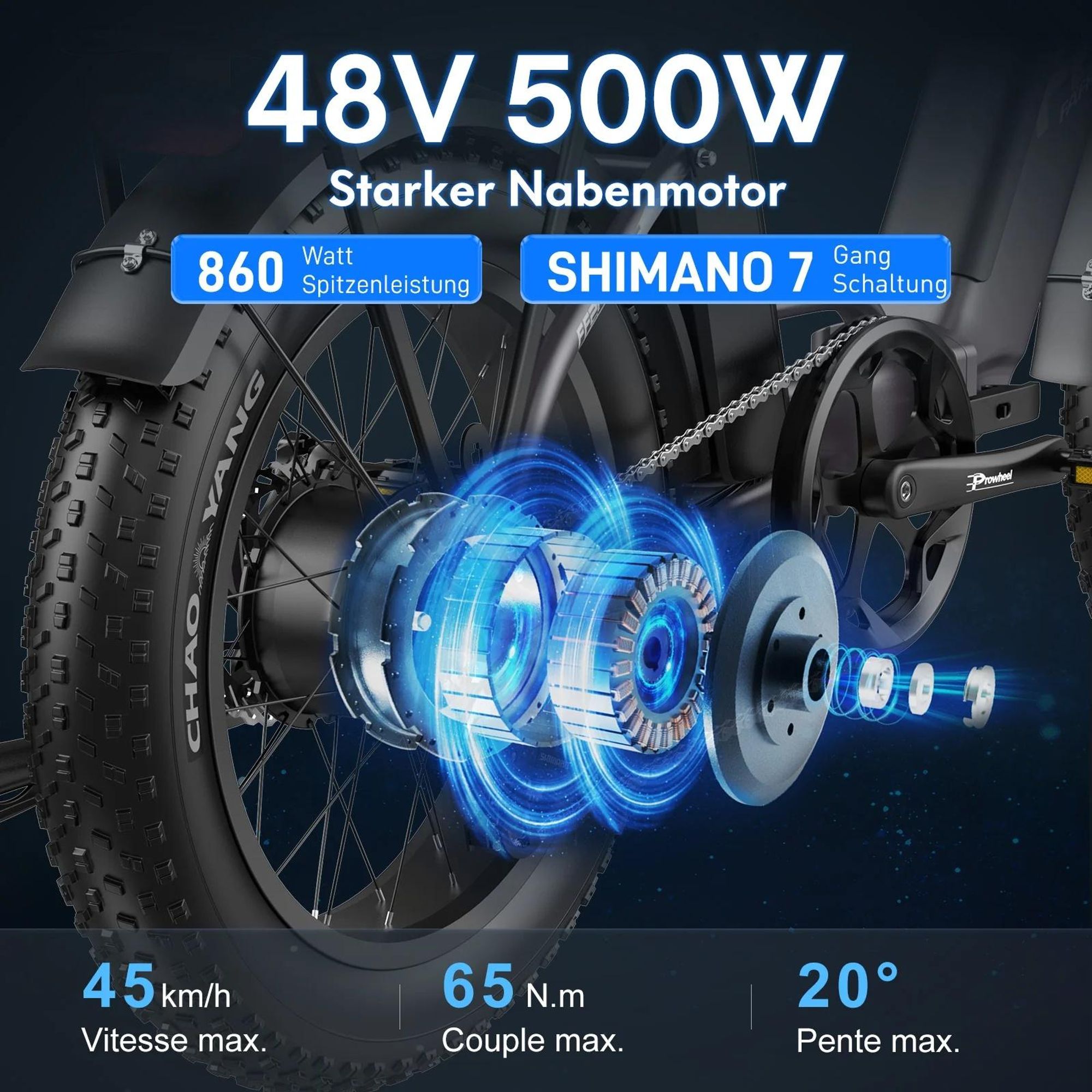 E-Bike FAFREES FF20 Polar - Akku 48V24Ah 20 Zoll Räder Mechanische Scheibenbremse - Blau