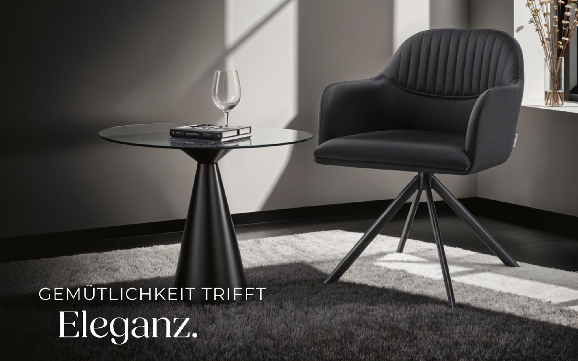 tectake® Samt-Drehstuhl Lona gepolstert 56 x 59 x 81 cm