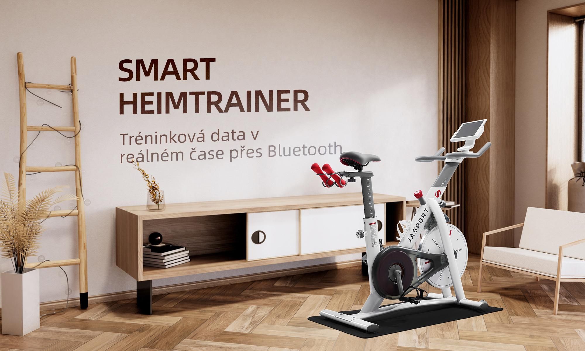 JASPORT S3 tichý stacionárny bicykel a rotoped na doma, magnetický odpor, 7,5 kg zotrvačník, Bluetooth, Kinomap a Zwift – biely