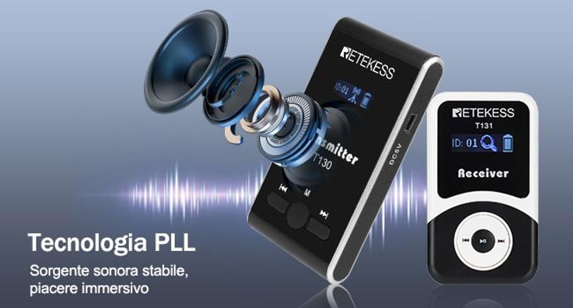 Sistema di guida turistica Tour T130 Retekess, sistema di guida turistica con microfono wireless, 99 canali, 60 metri, ideale per visite scolastiche e agenzie di viaggio