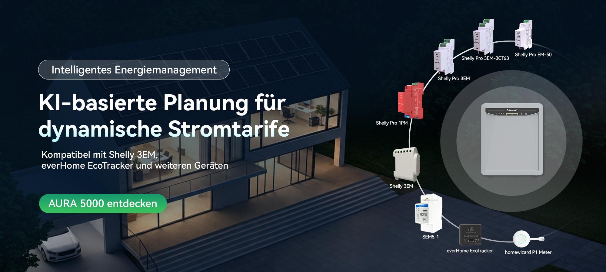 Powerness® Balkonkraftwerk Speicher, 5 kWh Growatt Aura 5000 mit 2300W PV-Eingangsleistung IP66 für Balkonkraftwerk (0% MwSt)