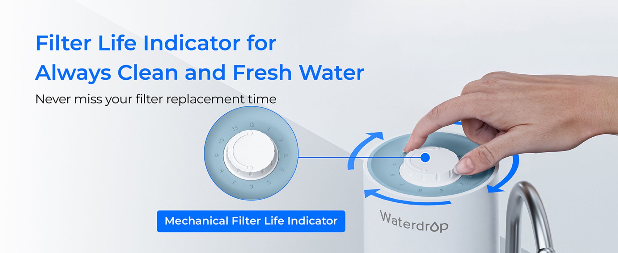 [Ultra Filtration] Waterdrop Arbeitsplatte Wasserfilter, Filterlebensdauer-Erinnerung, 4000 Gallonen, WD-CTF-07 (1 Filter Inbegriffen)