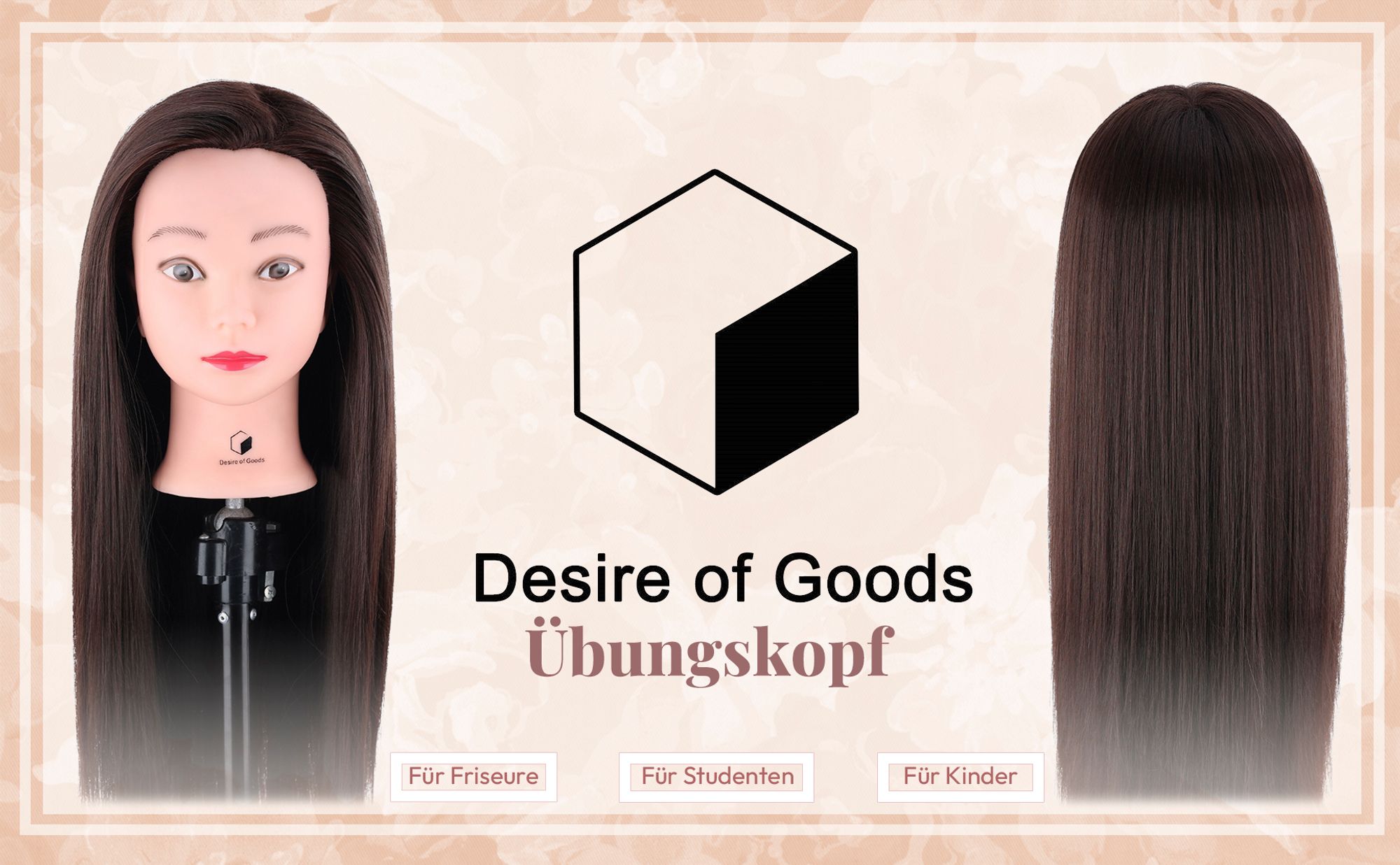 Desire of Goods Praxis Friseurkopf Kastanienbraun - Stativ & Stylingzubehör - Friseurkopf - Friseurkopf - 70 cm