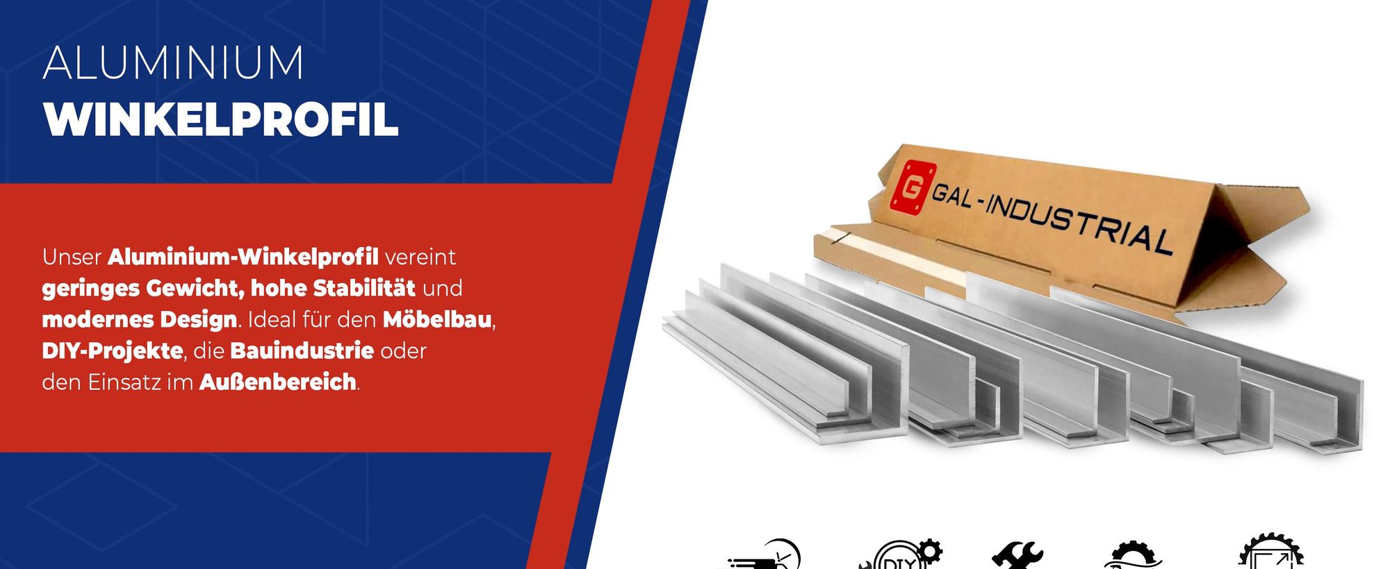 GAL INDUSTRIAL Winkelprofil Aluminium 30x20x2mm 200cm