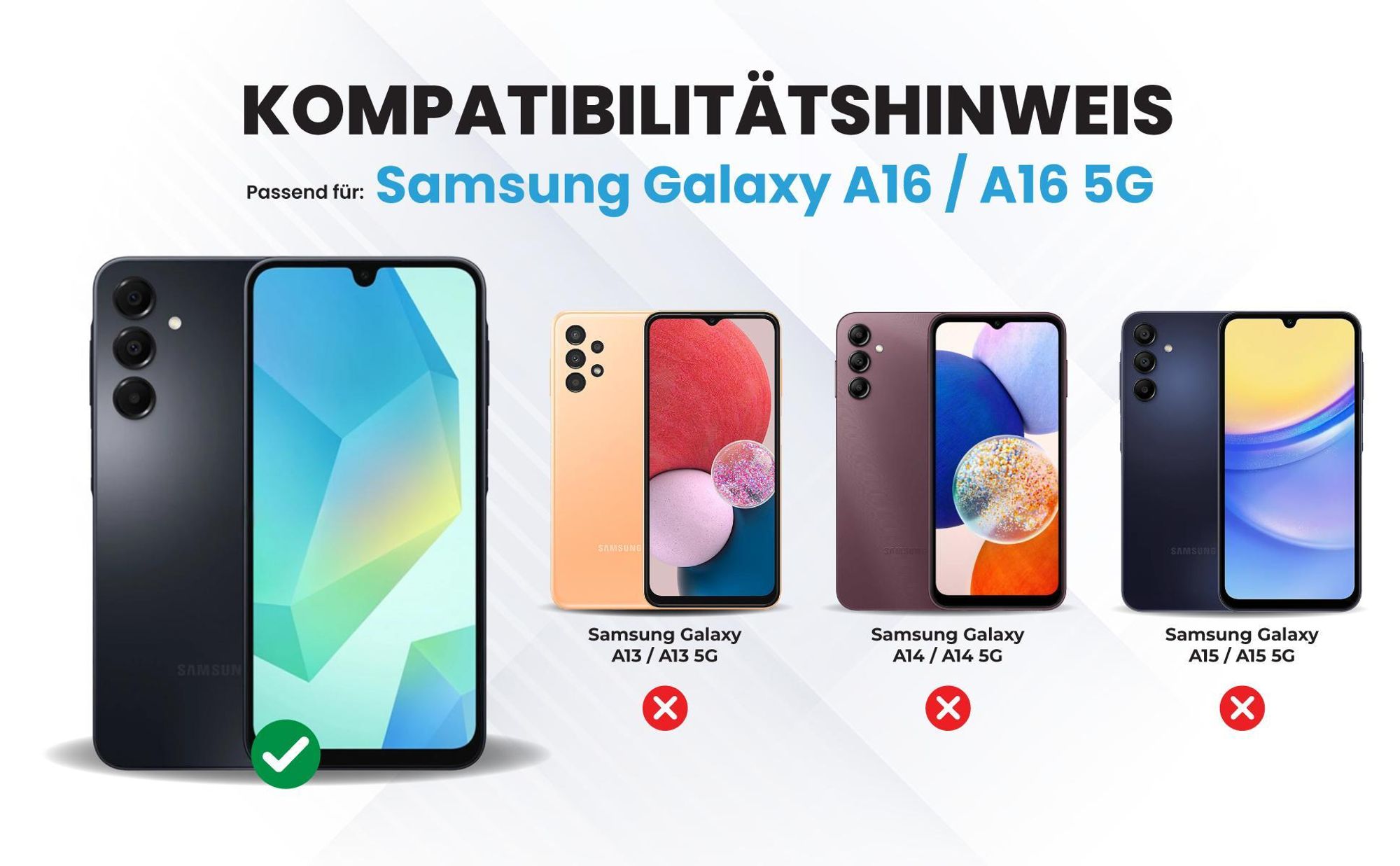 Kompatibilitätshinweise Hülle für das  Samsung Galaxy A16 / A16 5G
