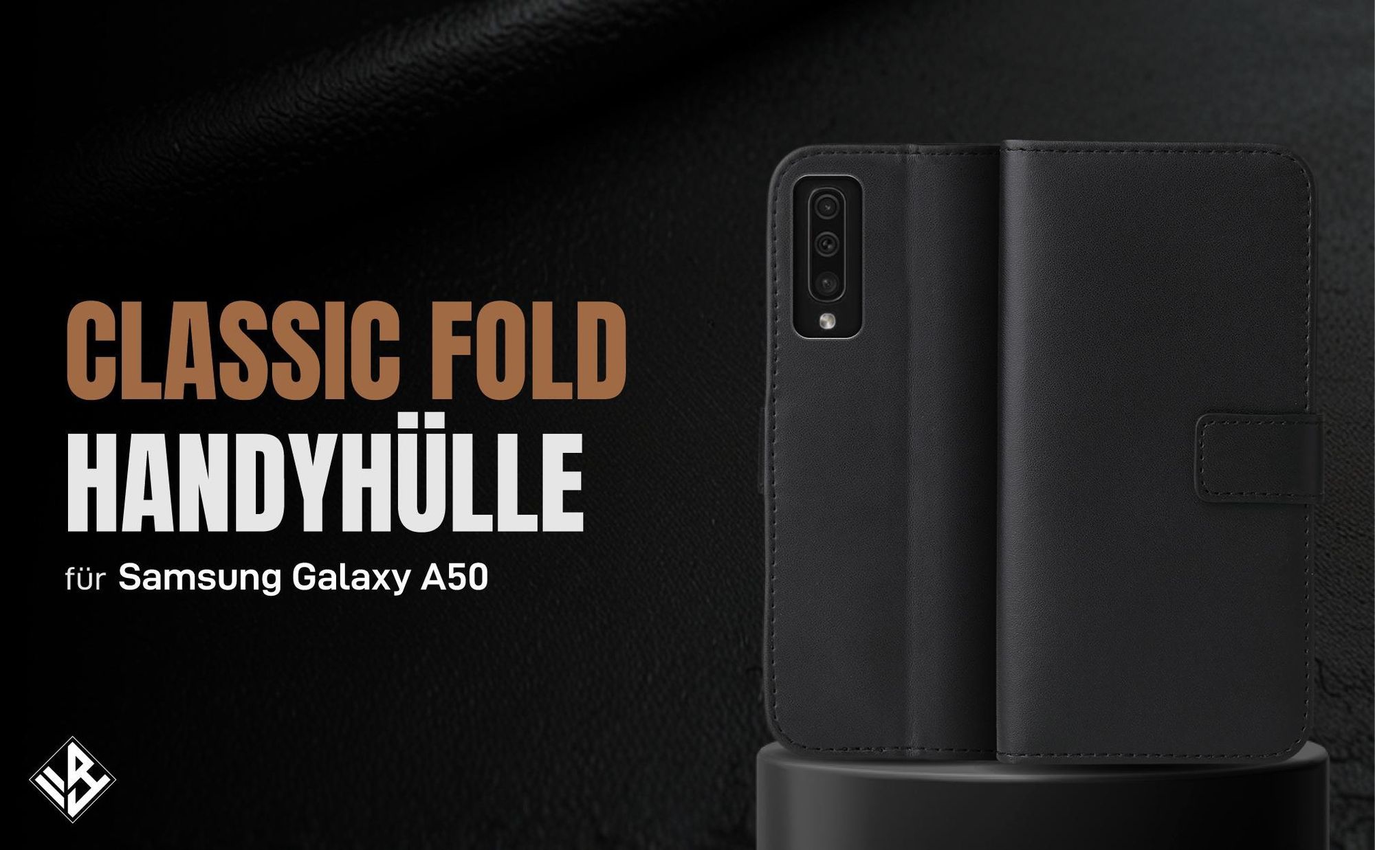 Schwarze Klapphülle für Samsung Galaxy A50 mit Wallet-Funktion