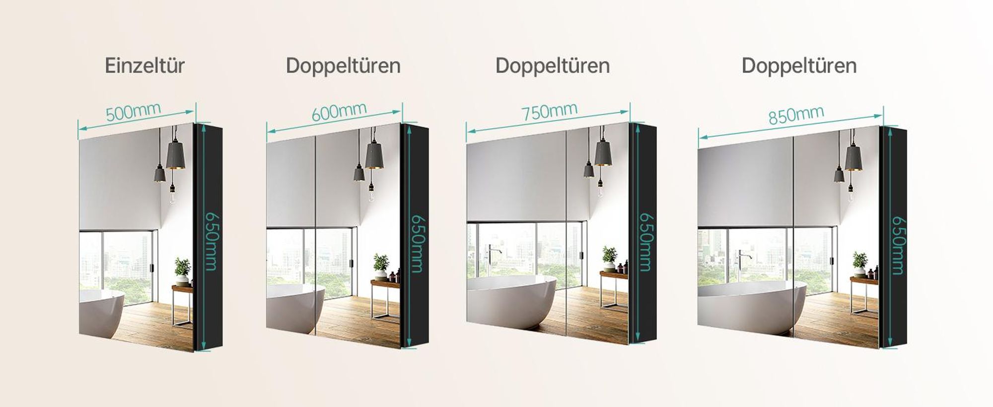 EMKE Spiegelschrank Mattschwarz, 50x65x14,5 cm Aluminium Einzeltür und Verstellbares Glasregal Soft-Close Badezimmerspiegelschrank