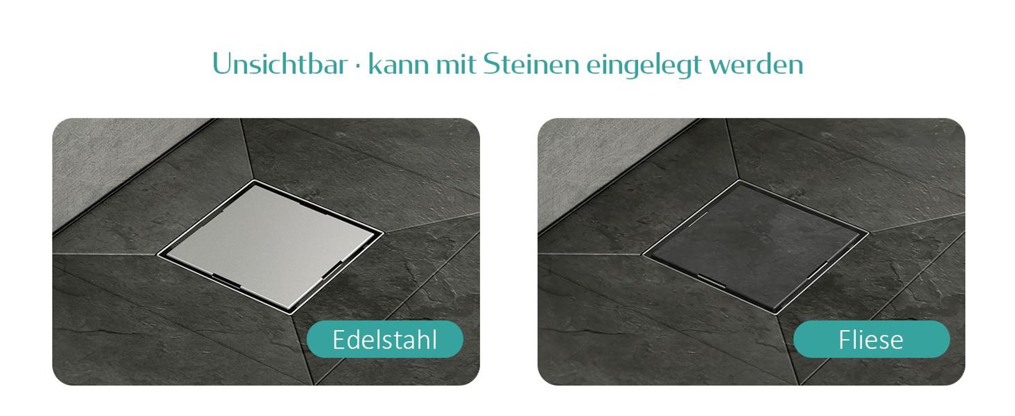 EMKE Bodenablauf Edelstahl Eck 152 x 152mm Ablaufgarnitur mit Siphon Geruchsstop und Haarsieb, Duschablauf Abfluss Ablaufloch set