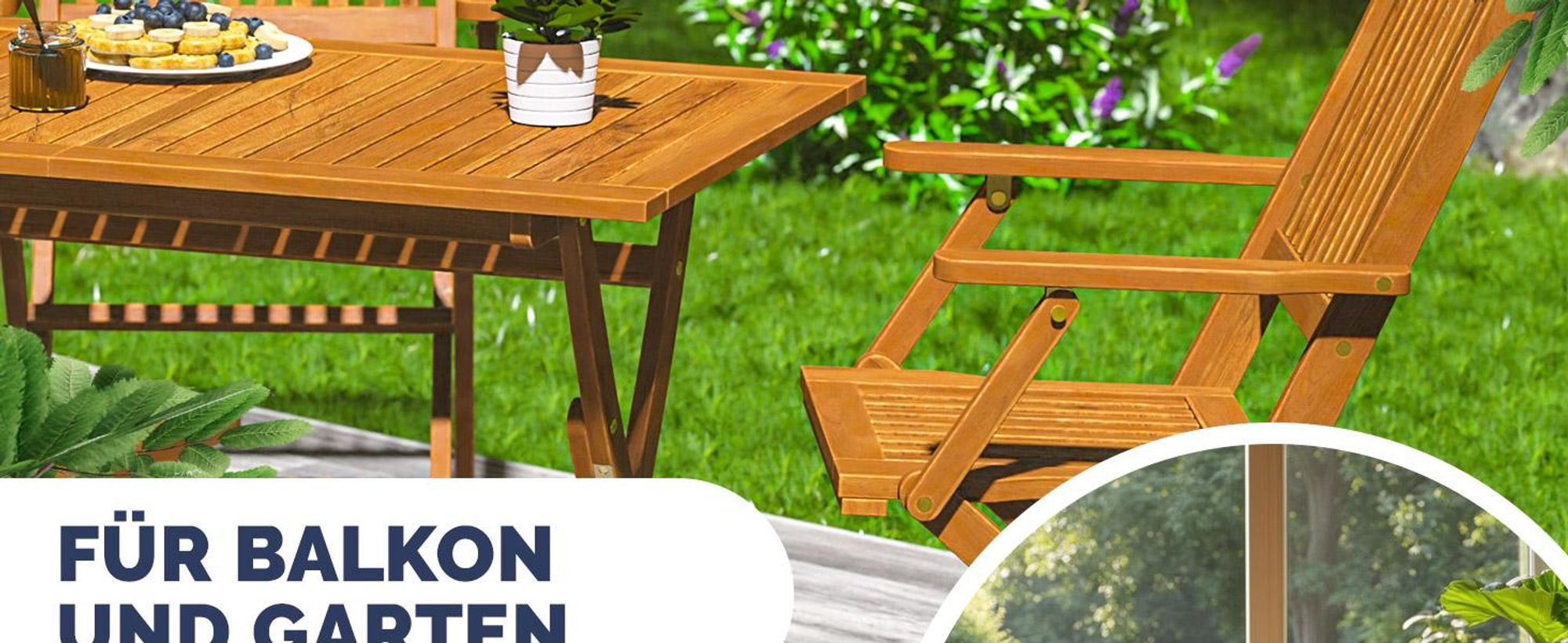 CASARIA® Gartenstuhl Sydney Klappbar Akazienholz  Wetterfest 2er-Set 54x56x90 cm