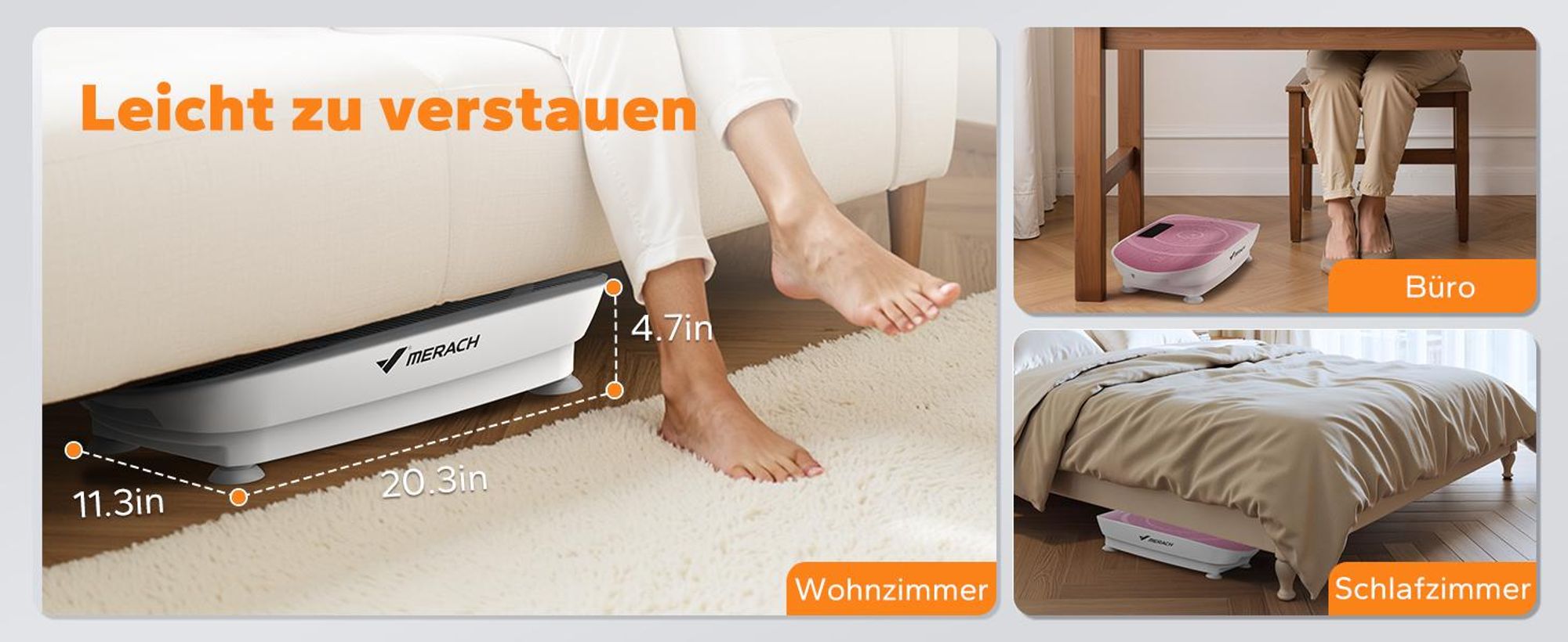 Vibrationsplatte, Mini-Vibrationsplattform mit LED-Display, 10 Intensitätsstufen, 100W, bis 136 kg, mit Fernbedienung