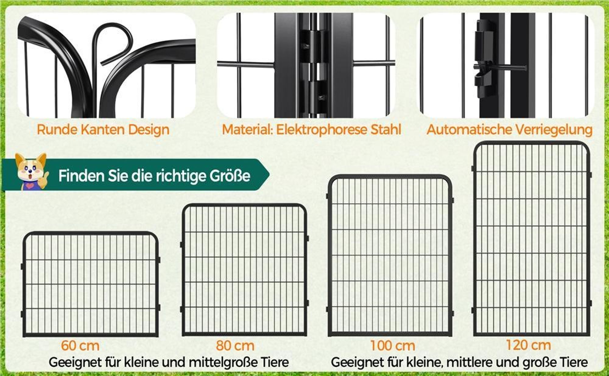 Yaheetech 16-teilig Welpenlaufstall 80 x 80 cm Welpenauslauf Laufgitter Absperrgitter