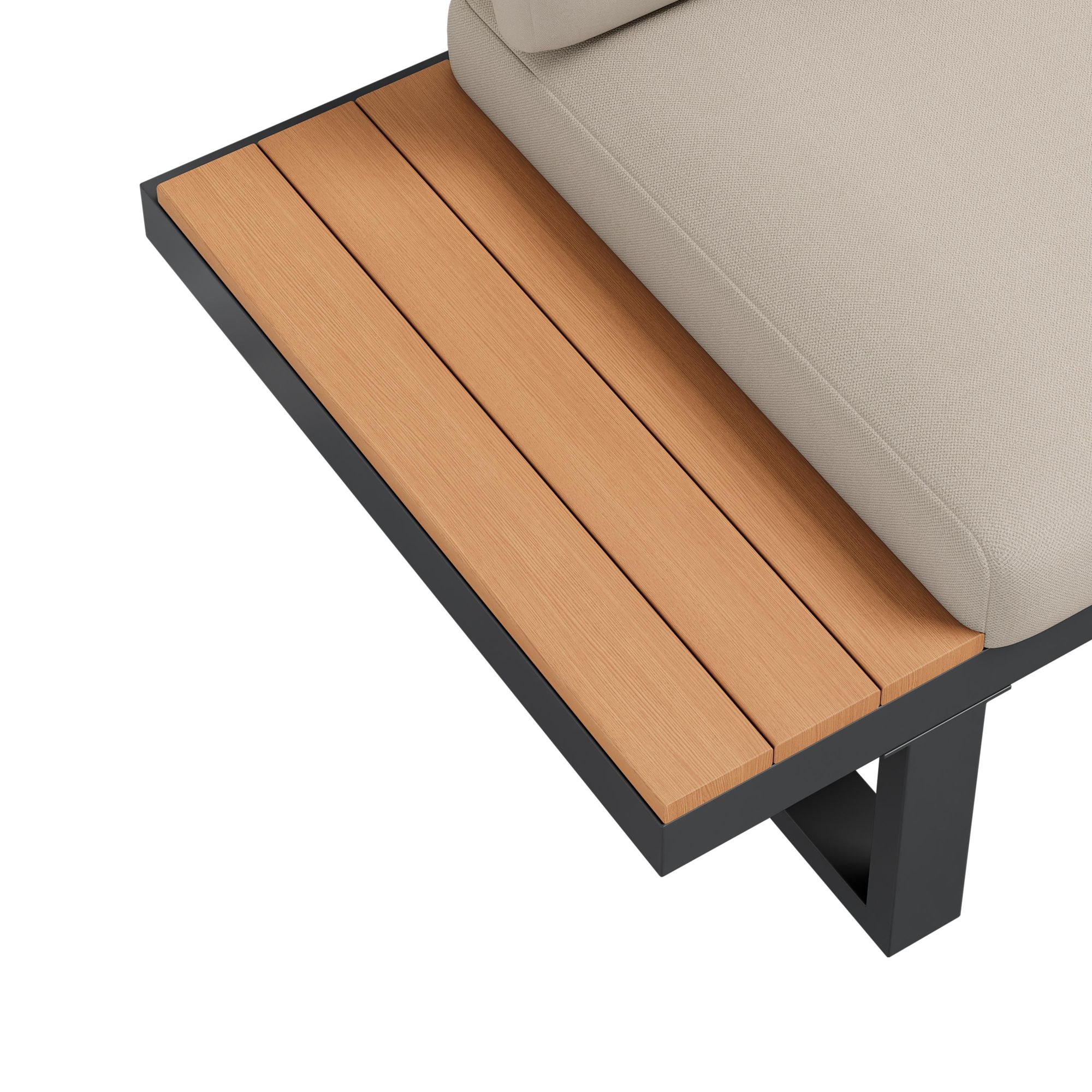 Flieks Gartenlounge-Set 6 Teilig, Balkonmöbelset mit 2 Gartentisch für 6 Personen, Gartensofa mit Ecksofa & Stuhl, Couchtisch Kunststoffplatte, Beige