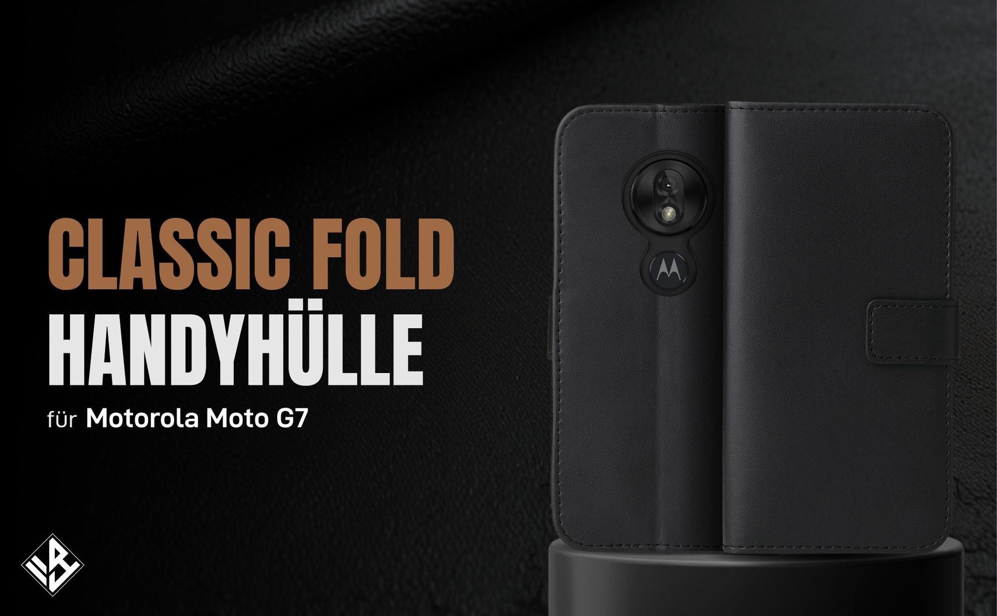 Schwarze Klapphülle für Motorola Moto G7 mit Wallet-Funktion