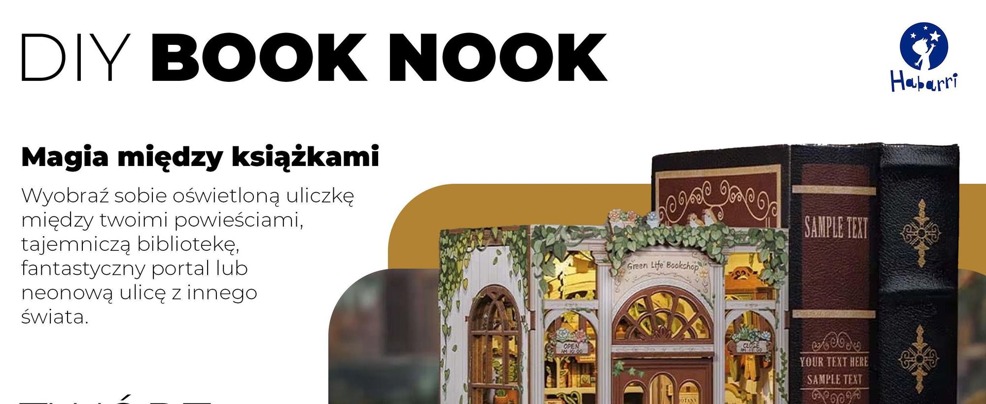 Habarri, Book Nook, DIY book nook, Puzzle 3D, 3d puzzle, dekoracja półki, na prezent